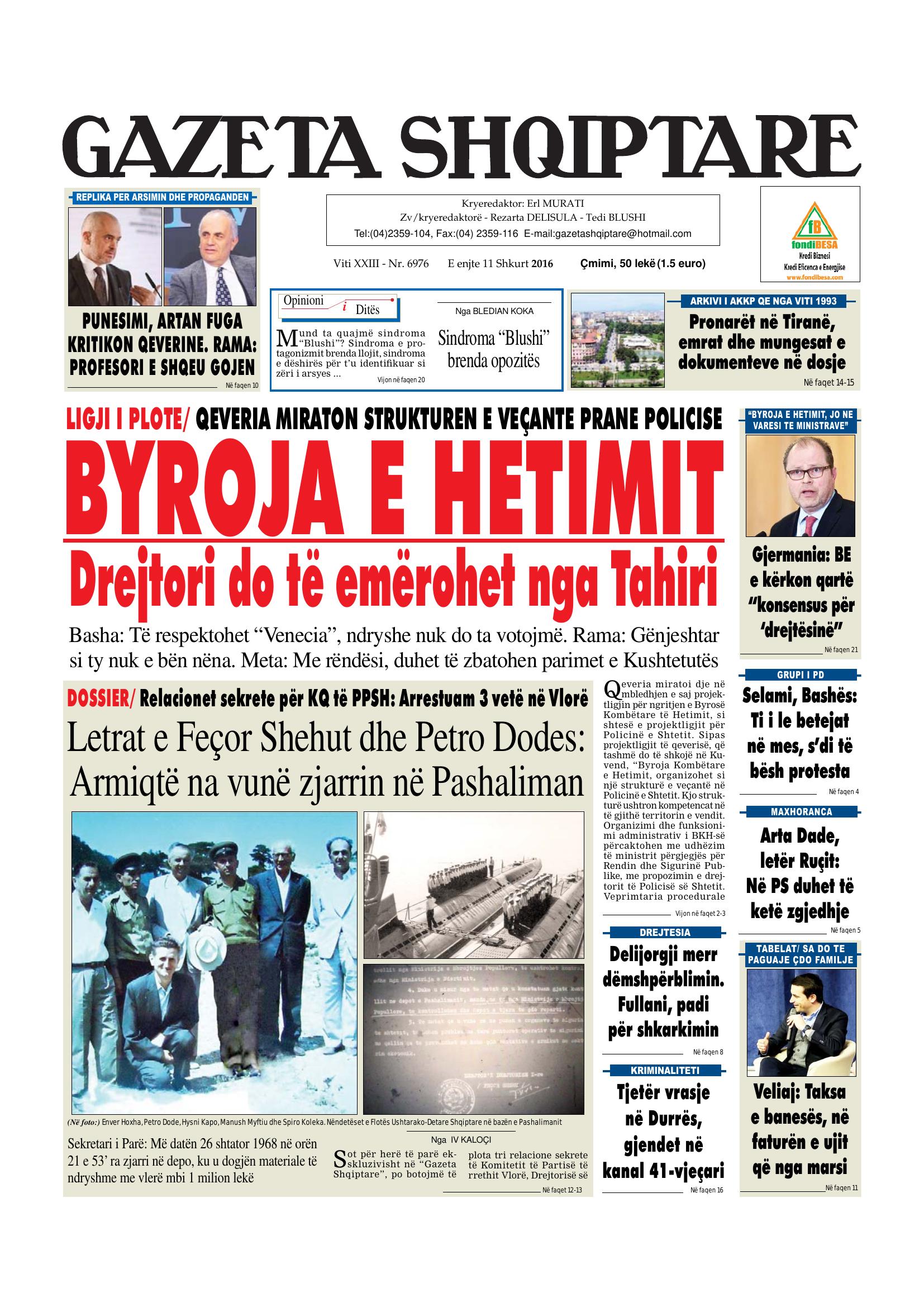Gazeta Shqiptare 2016-02-11
