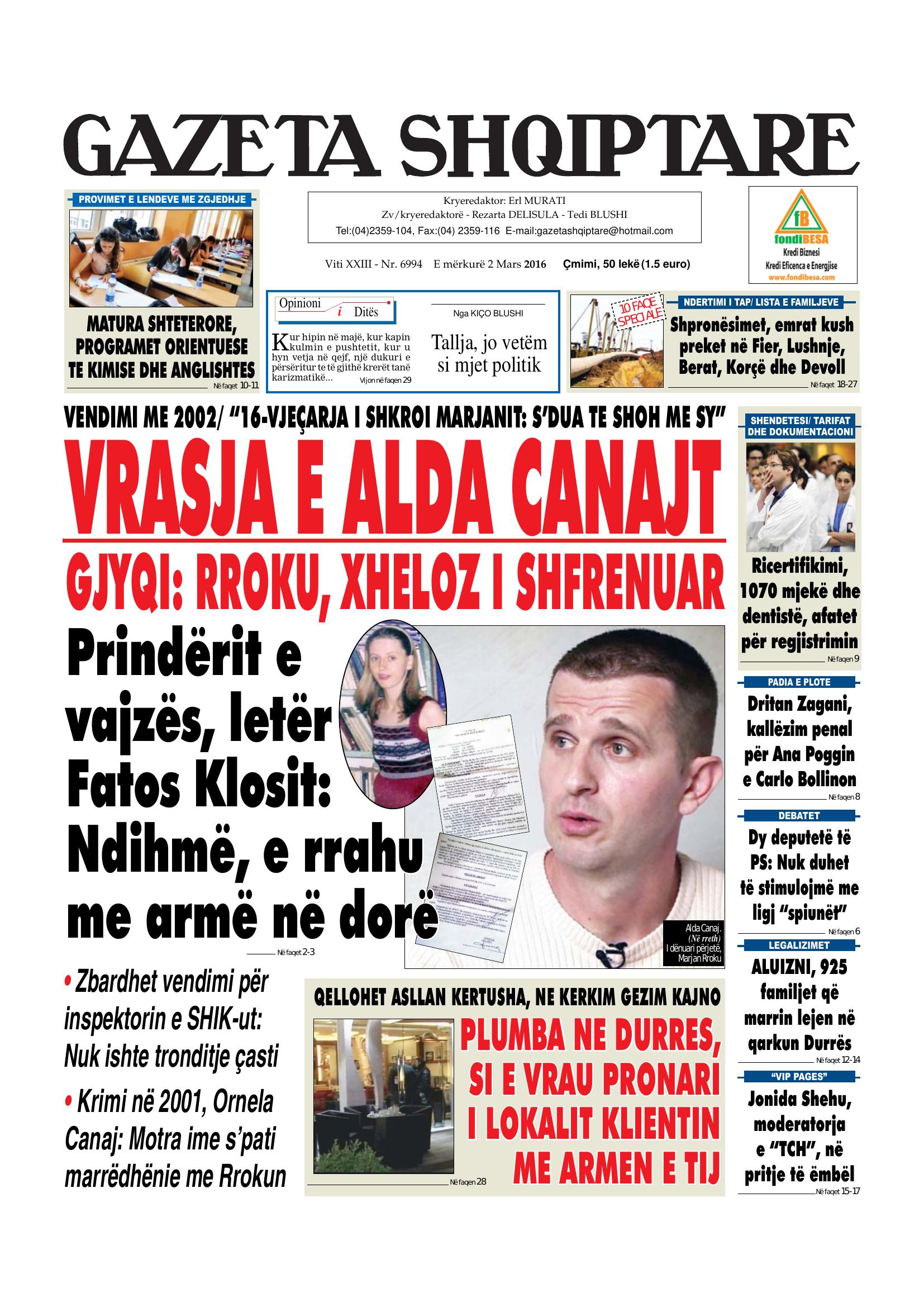 Gazeta Shqiptare 2016-03-02