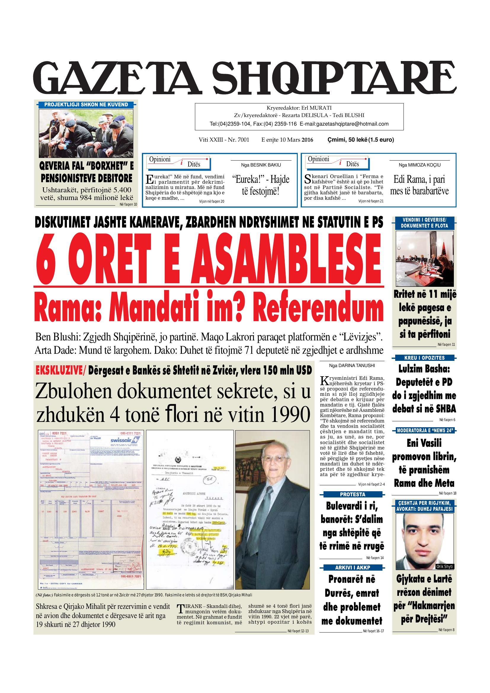Gazeta Shqiptare 2016-03-10