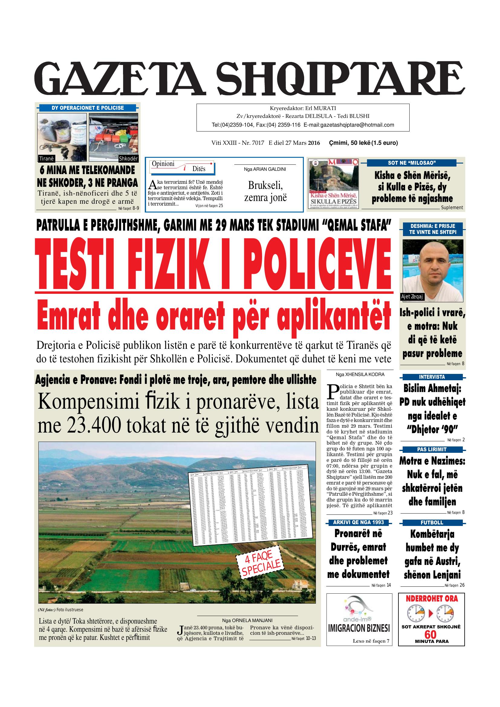 Gazeta Shqiptare 2016-03-27