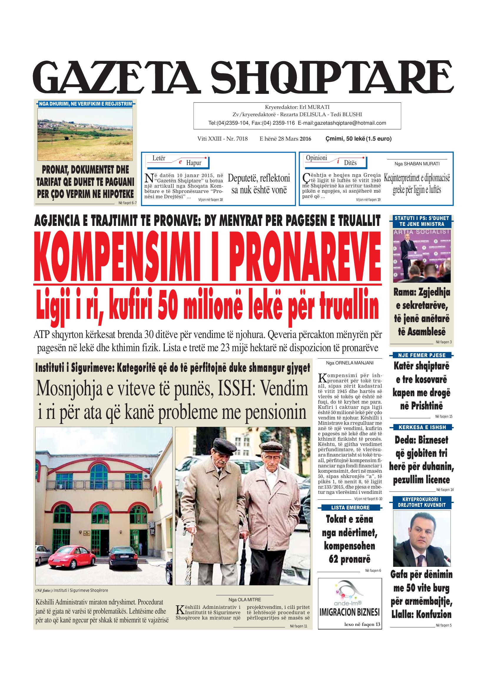 Gazeta Shqiptare 2016-03-28