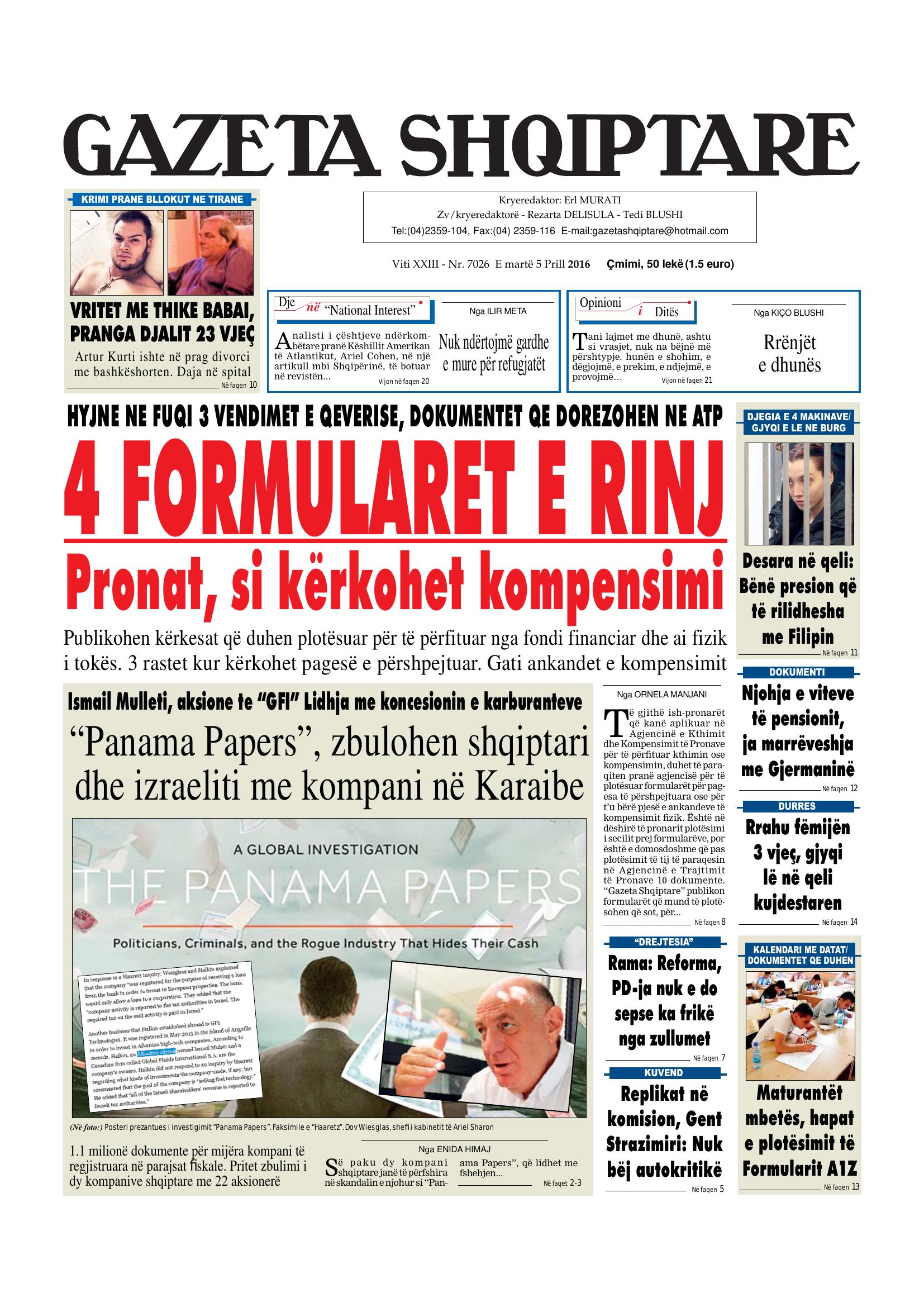 Gazeta Shqiptare 2016-04-05