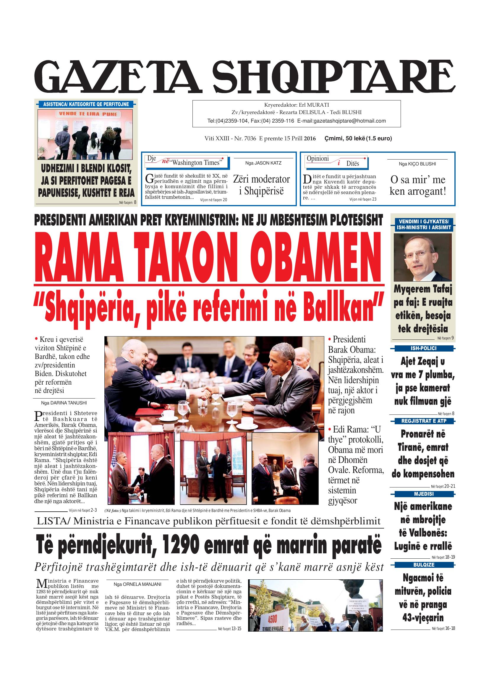 Gazeta Shqiptare 2016-04-15