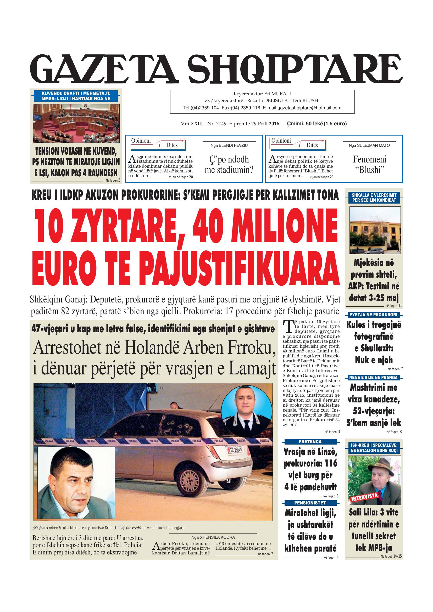 Gazeta Shqiptare 2016-04-29