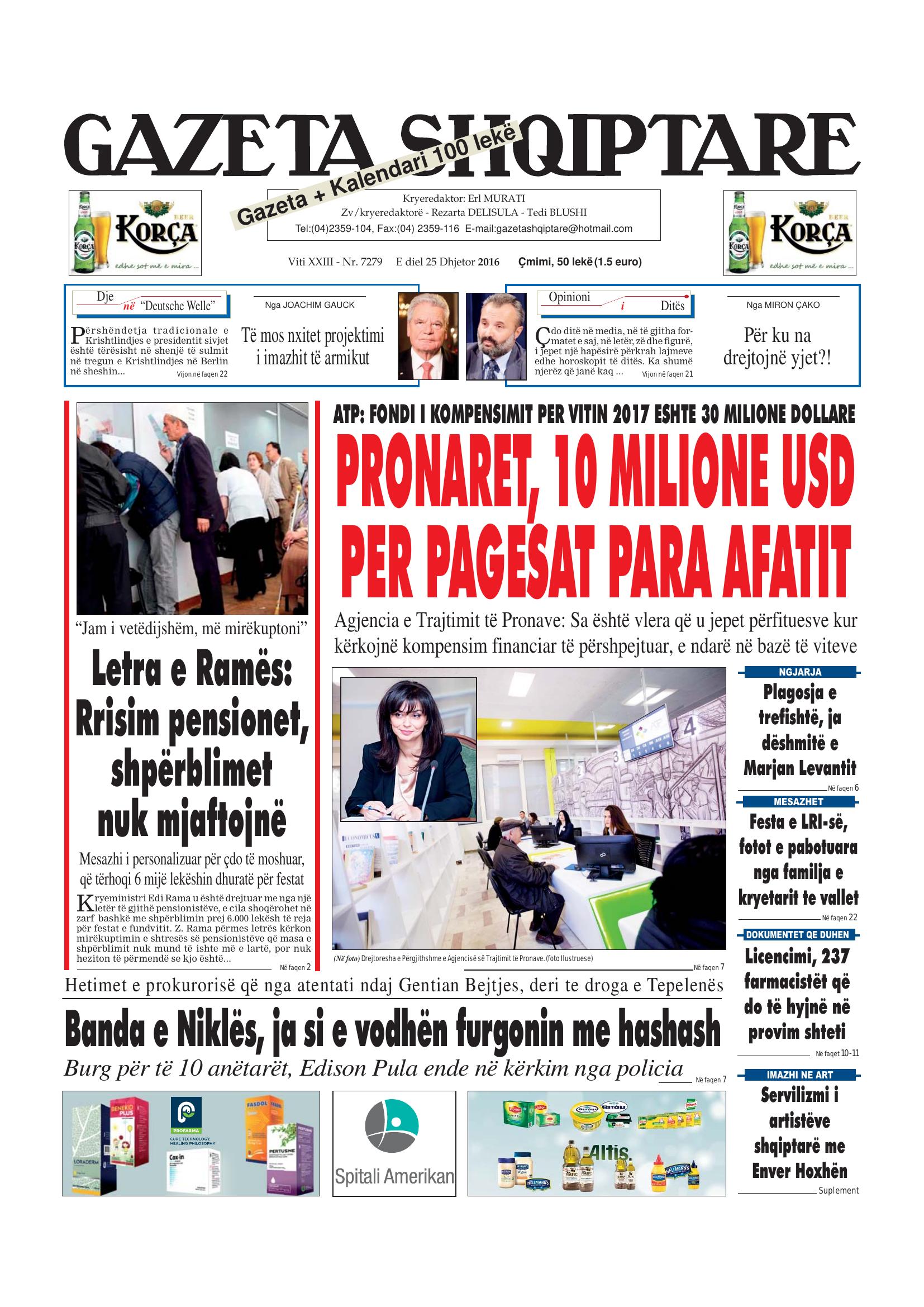 Gazeta Shqiptare 2016-12-25
