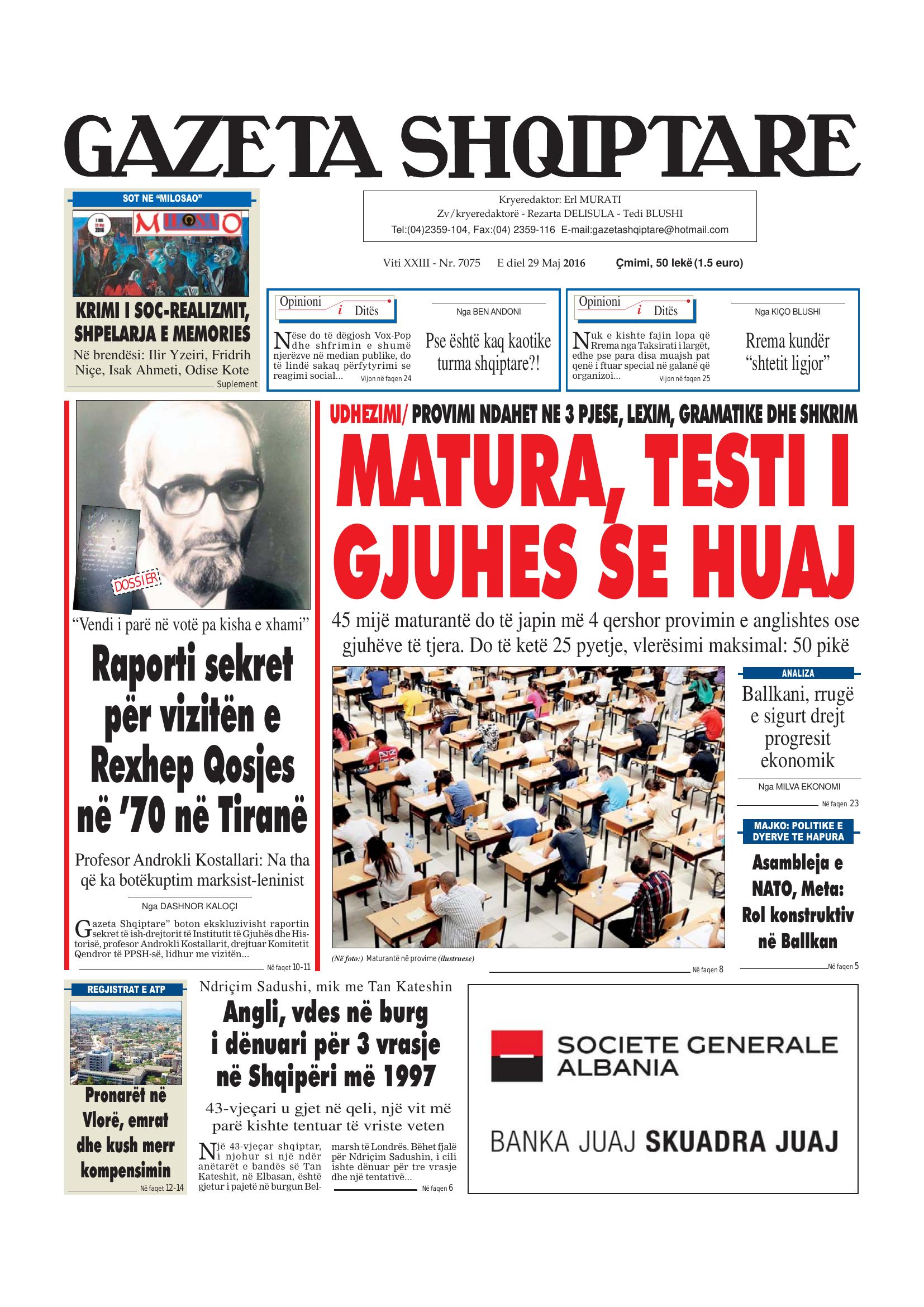 Gazeta Shqiptare 2016-05-29