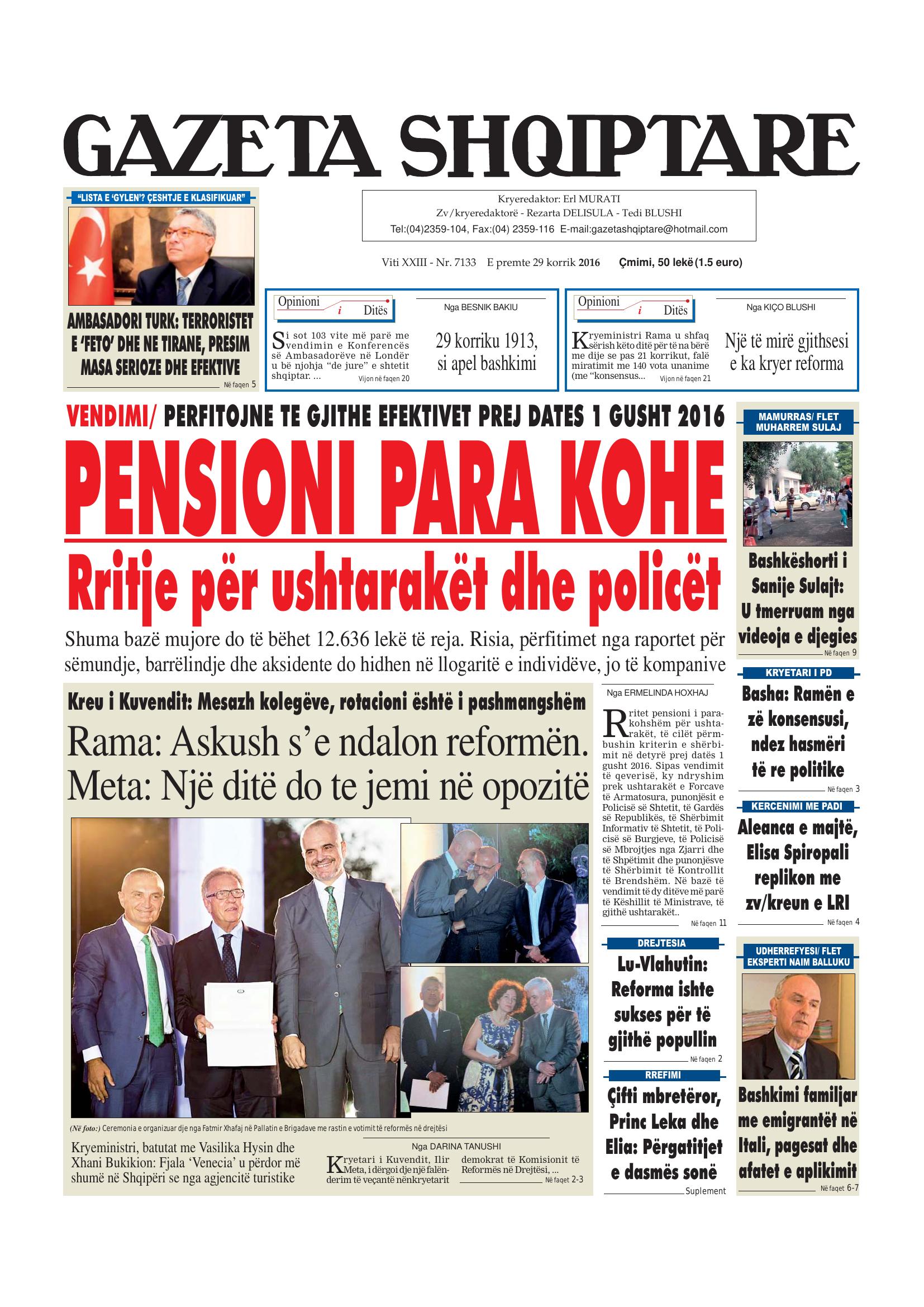 Gazeta Shqiptare 2016-07-29