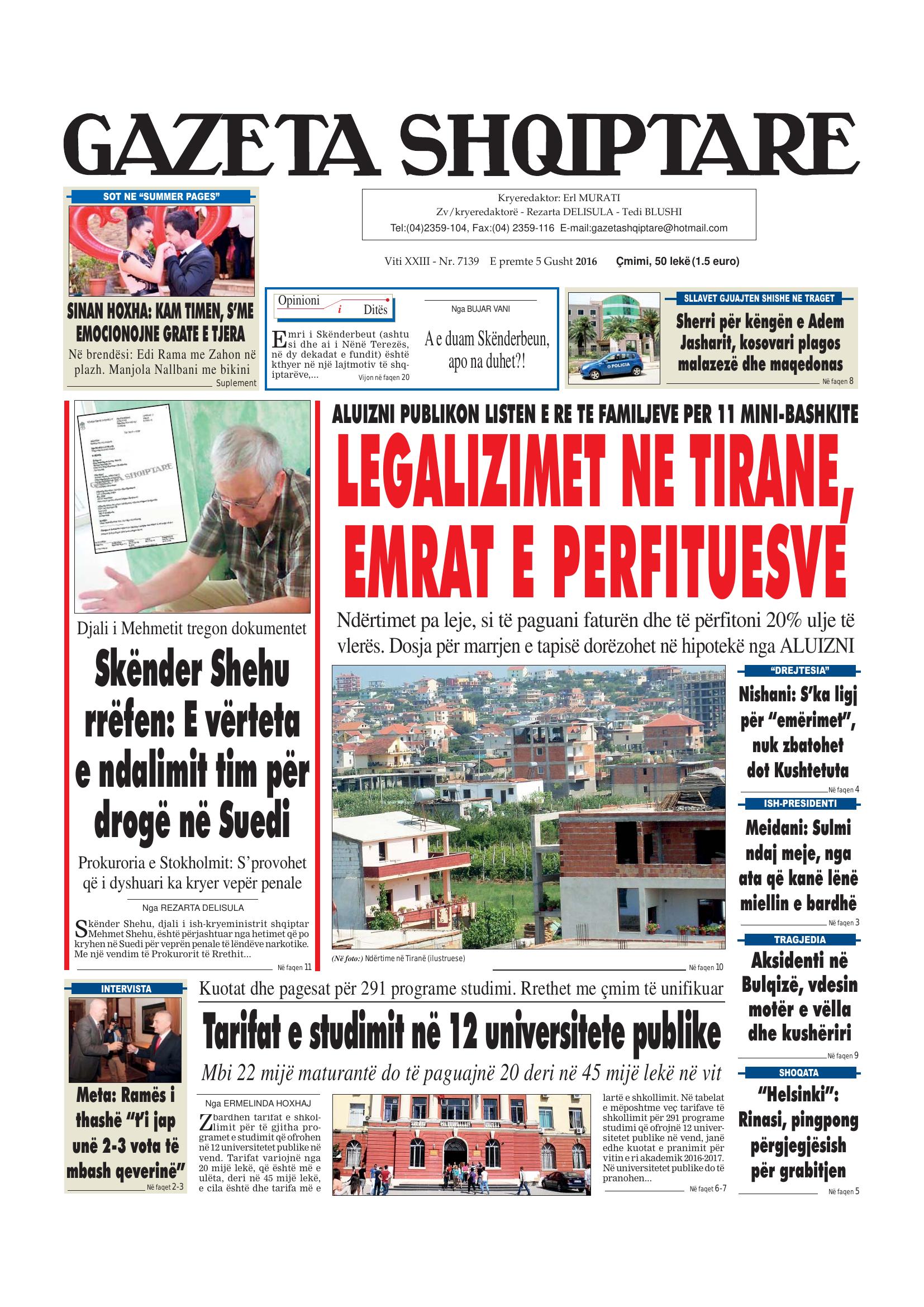 Gazeta Shqiptare 2016-08-05