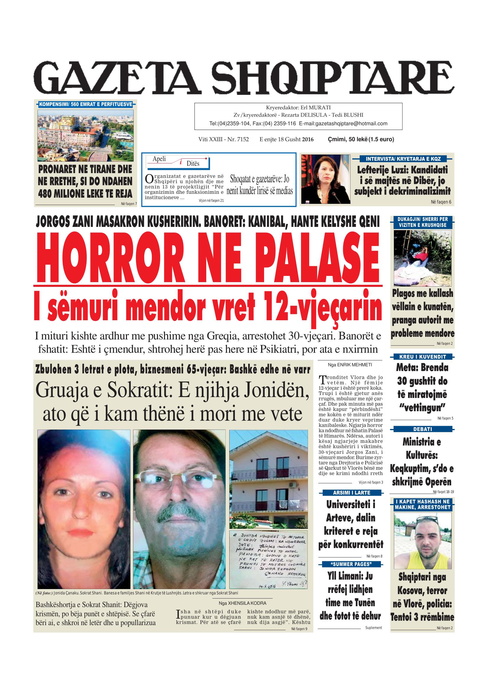 Gazeta Shqiptare 2016-08-18