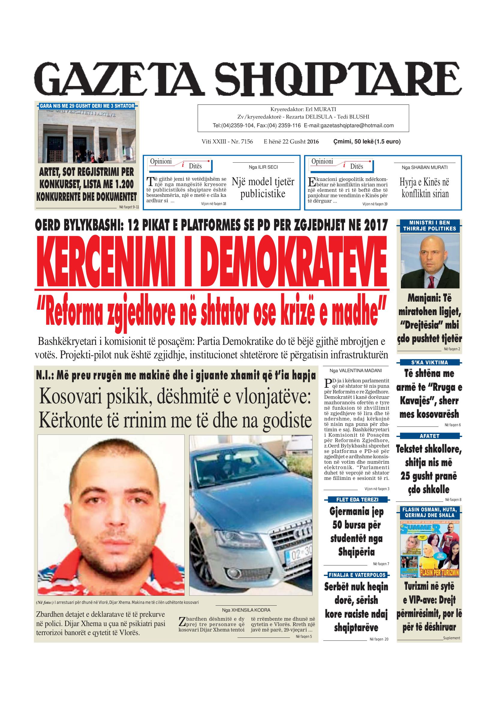 Gazeta Shqiptare 2016-08-22