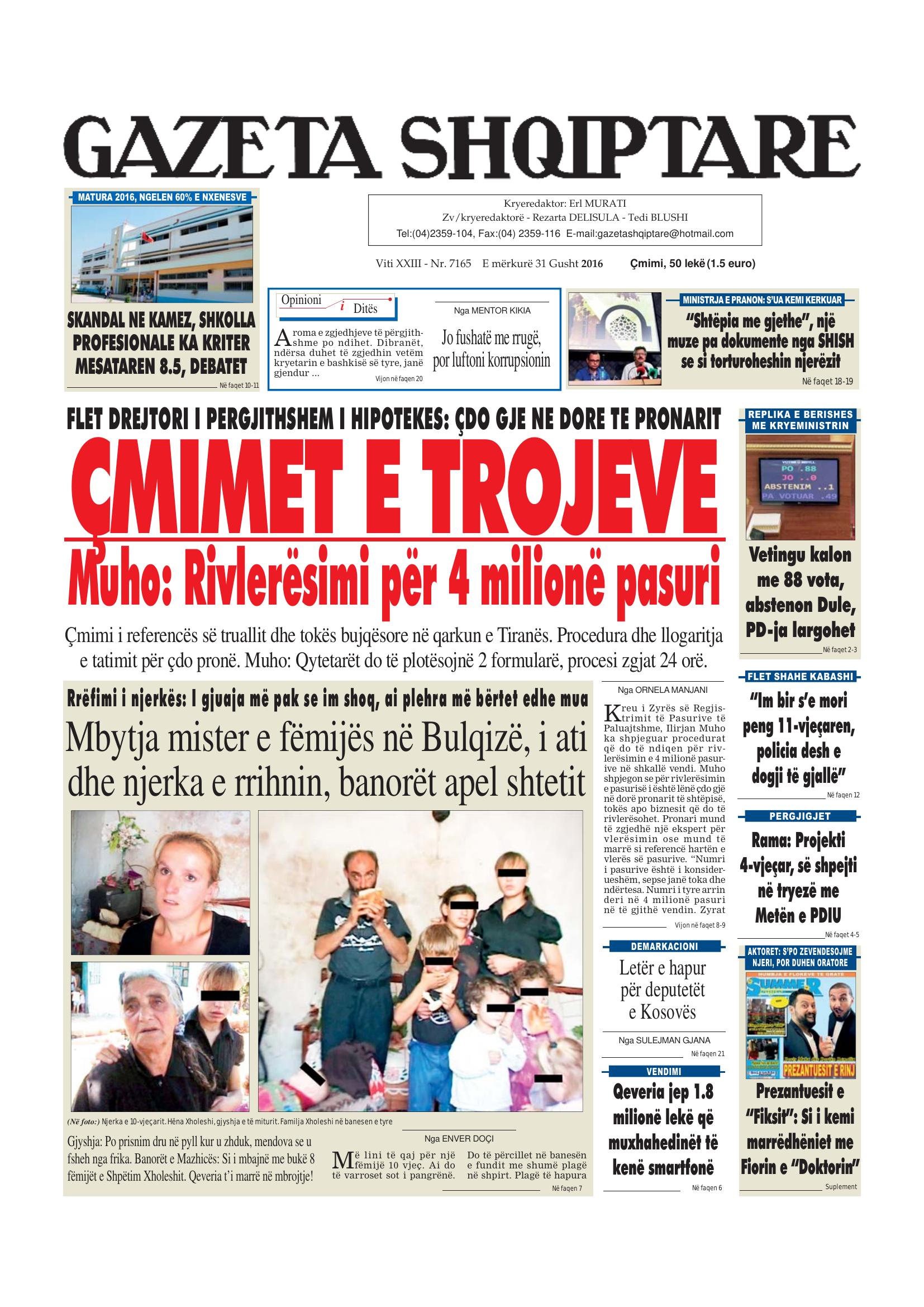 Gazeta Shqiptare 2016-08-31