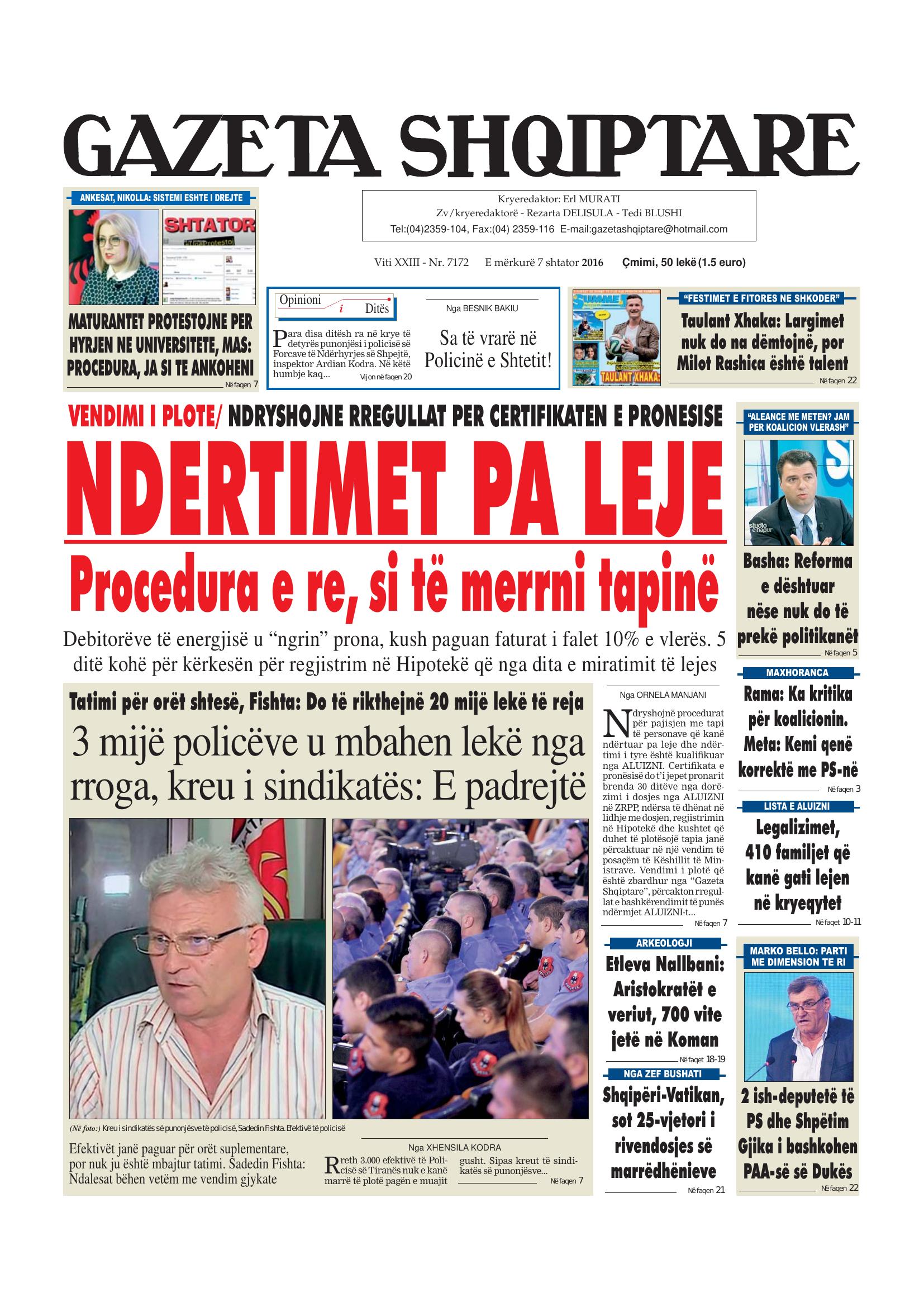 Gazeta Shqiptare 2016-09-07