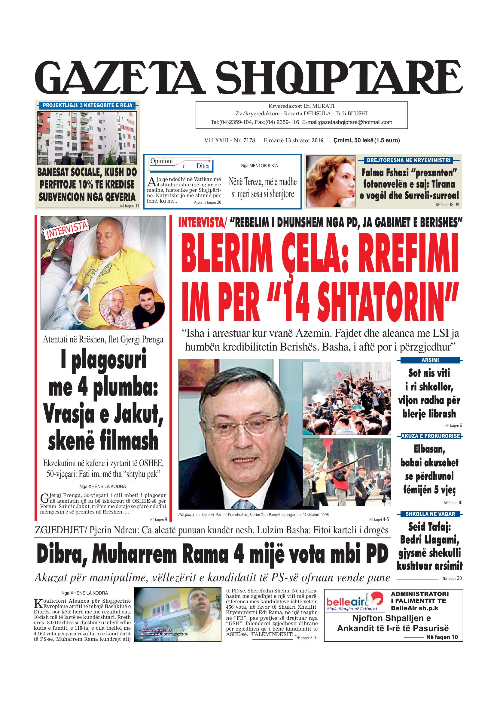 Gazeta Shqiptare 2016-09-13