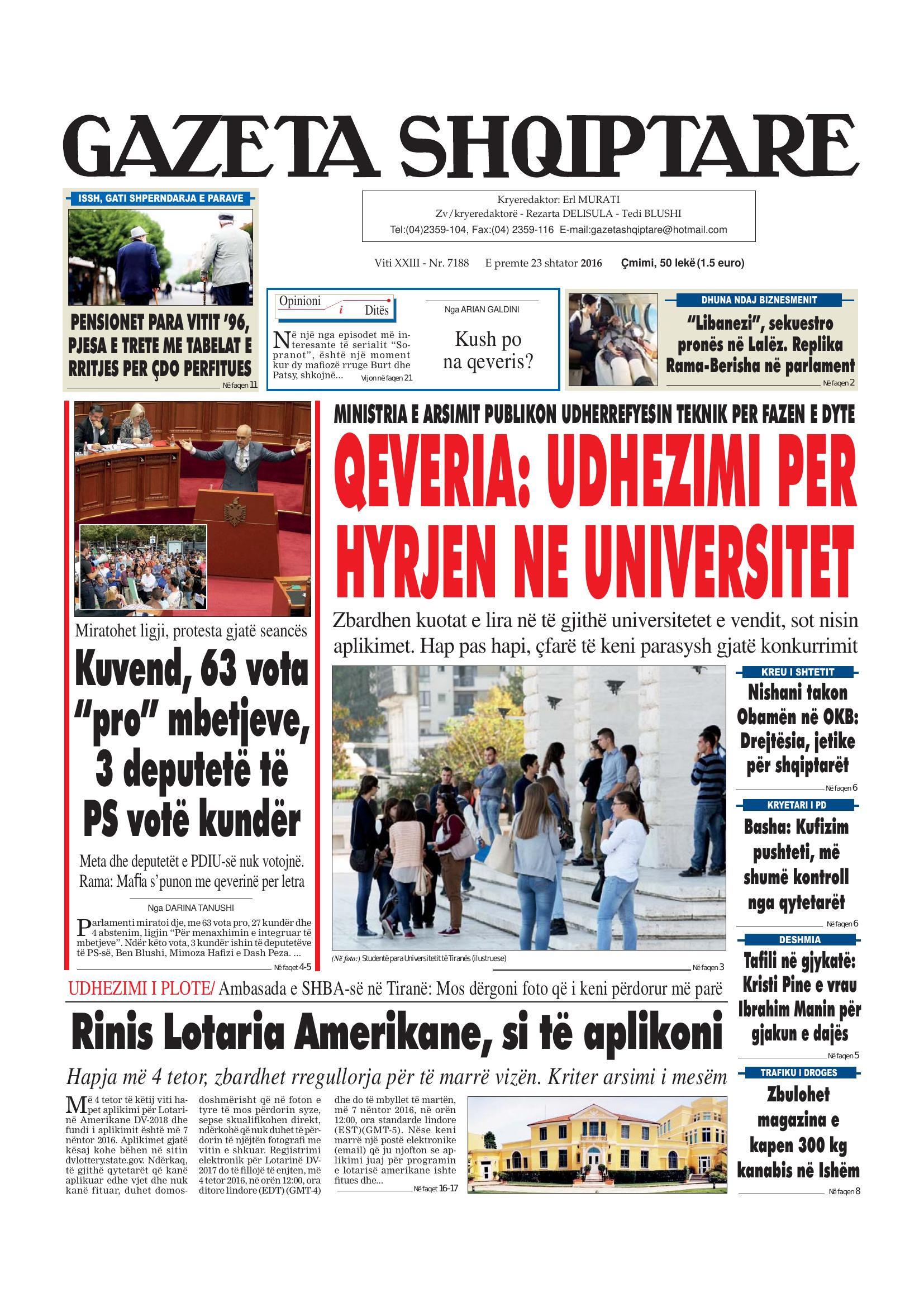 Gazeta Shqiptare 2016-09-23