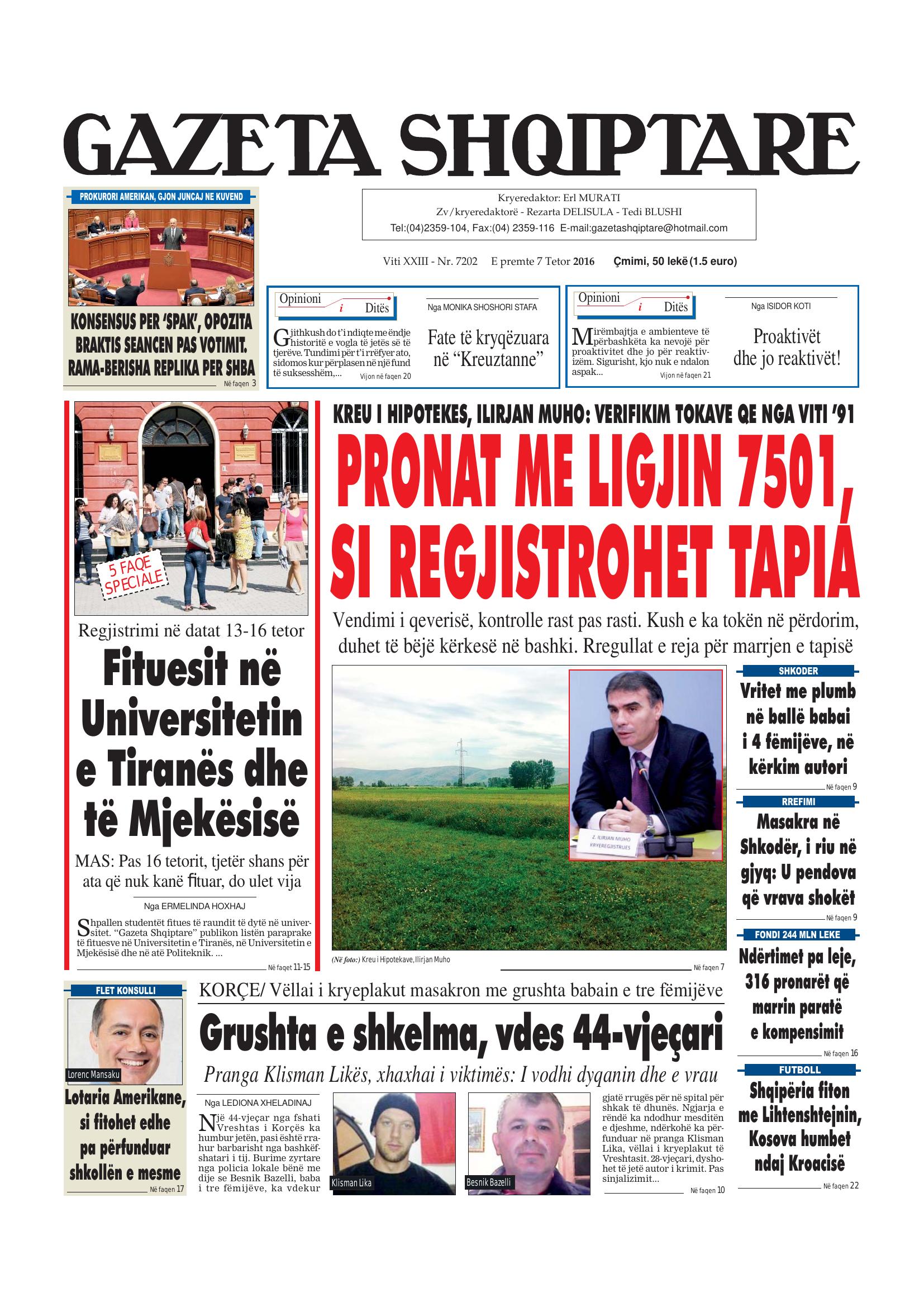 Gazeta Shqiptare 2016-10-07