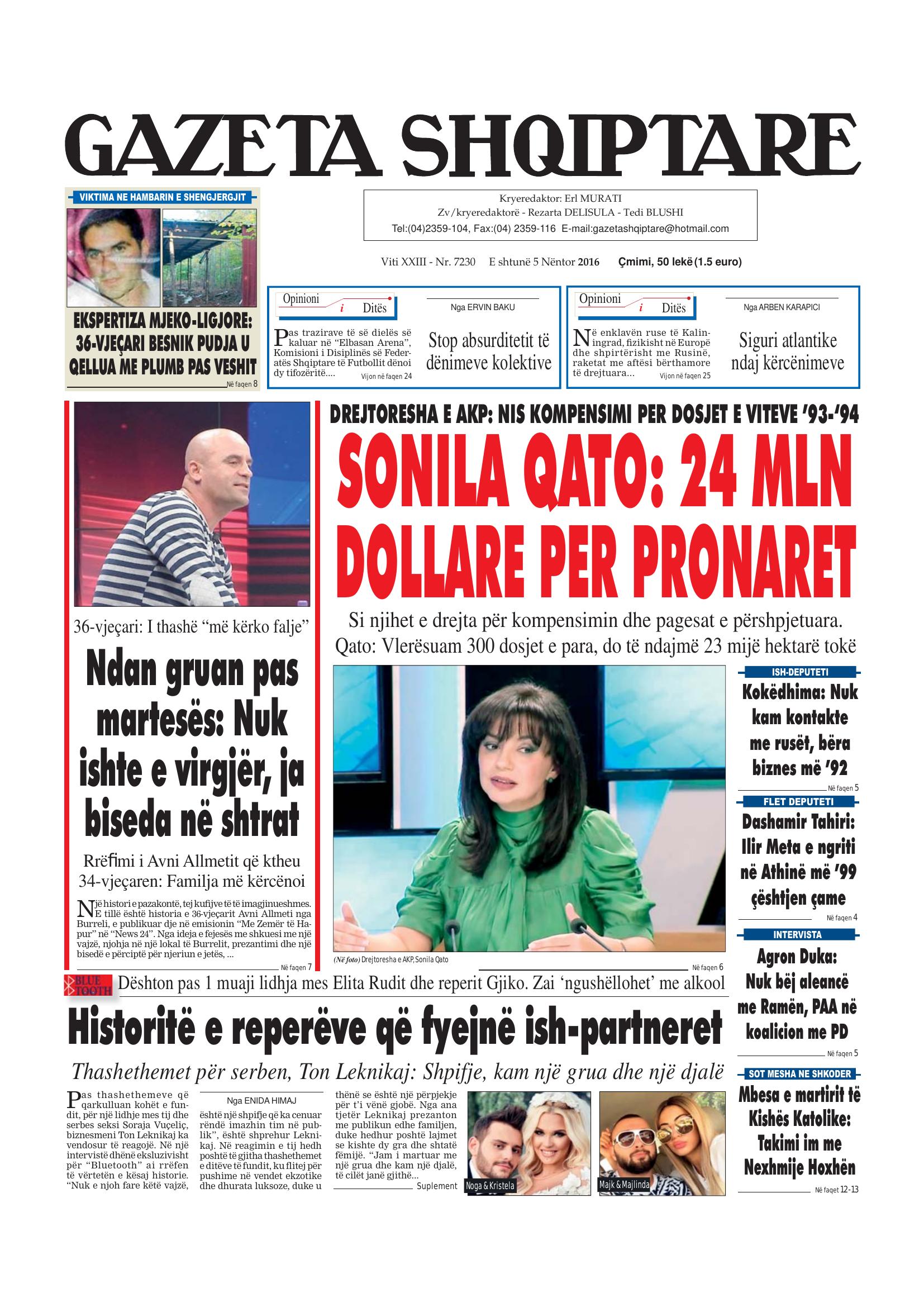 Gazeta Shqiptare 2016-11-05