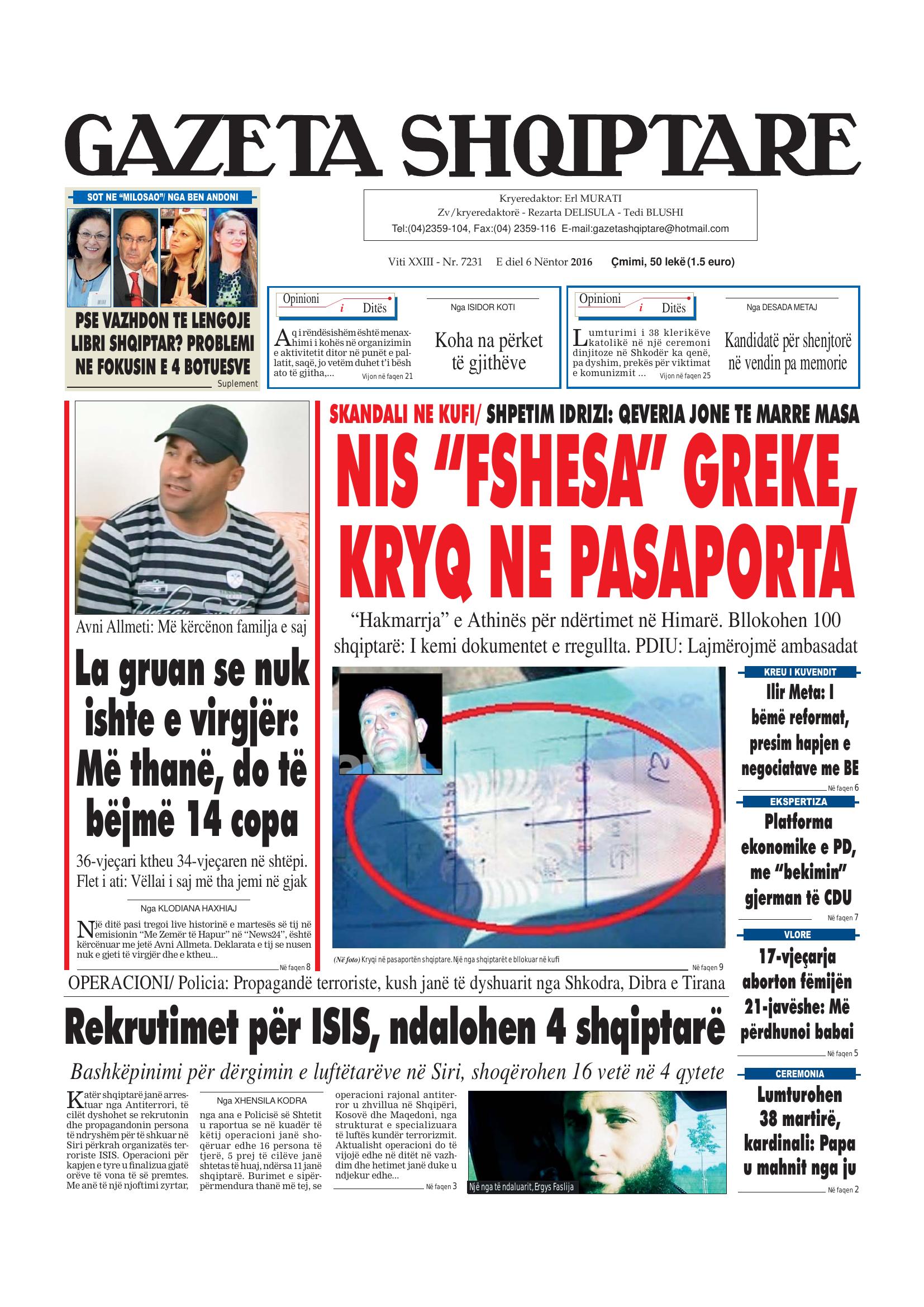 Gazeta Shqiptare 2016-11-06