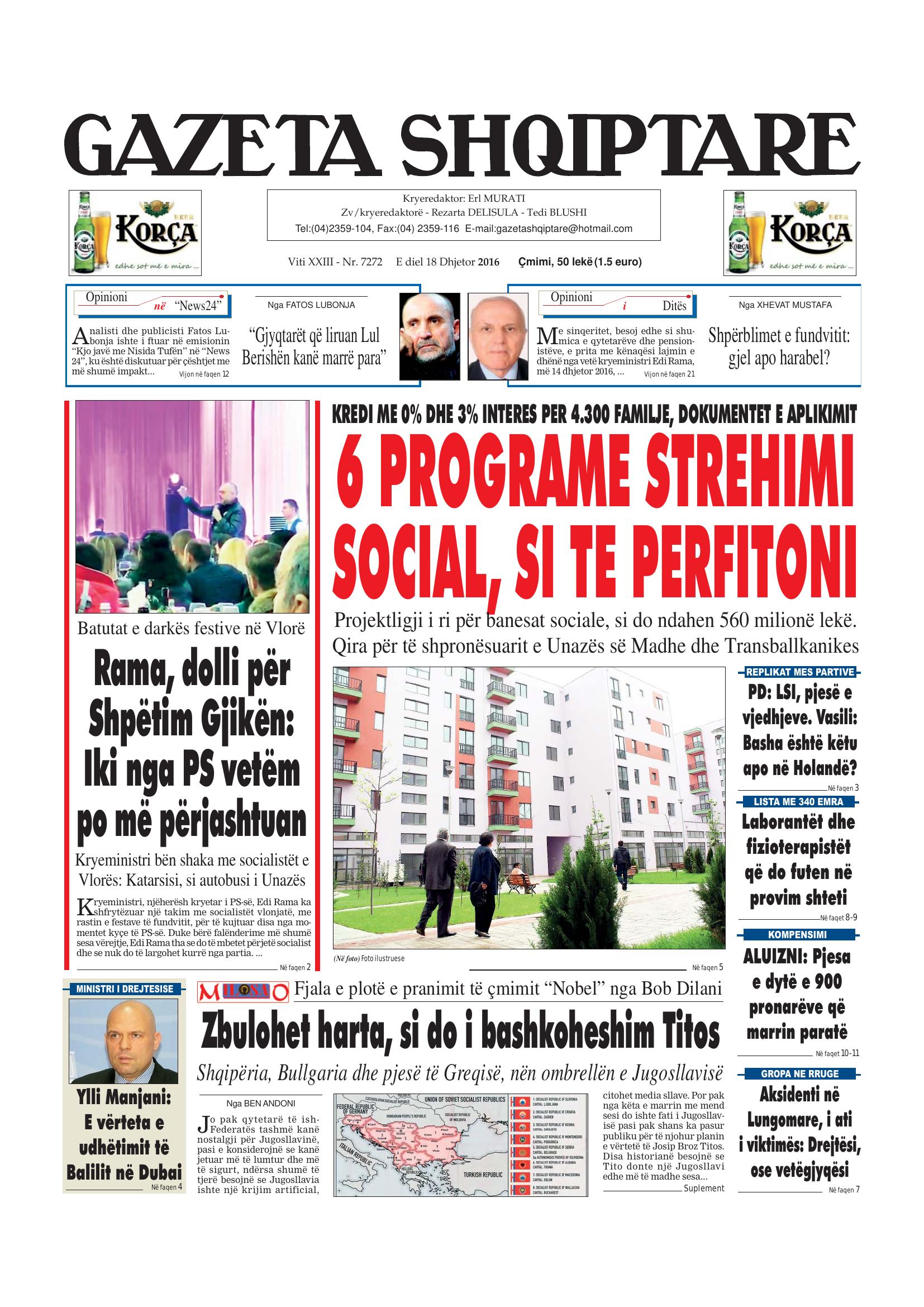 Gazeta Shqiptare 2016-12-18