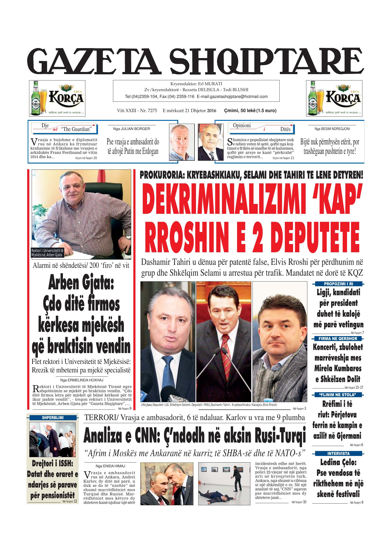 Gazeta Shqiptare 2016-12-21