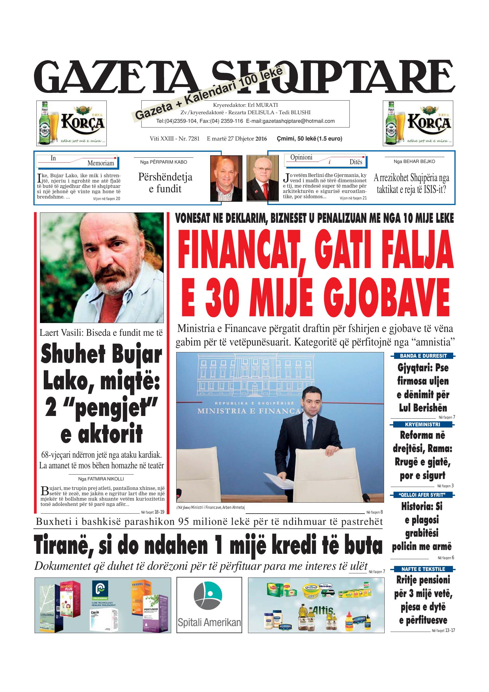 Gazeta Shqiptare 2016-12-27