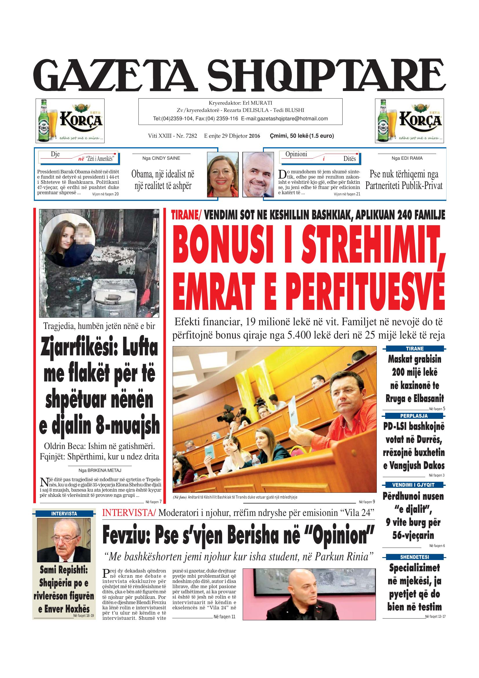 Gazeta Shqiptare 2016-12-29