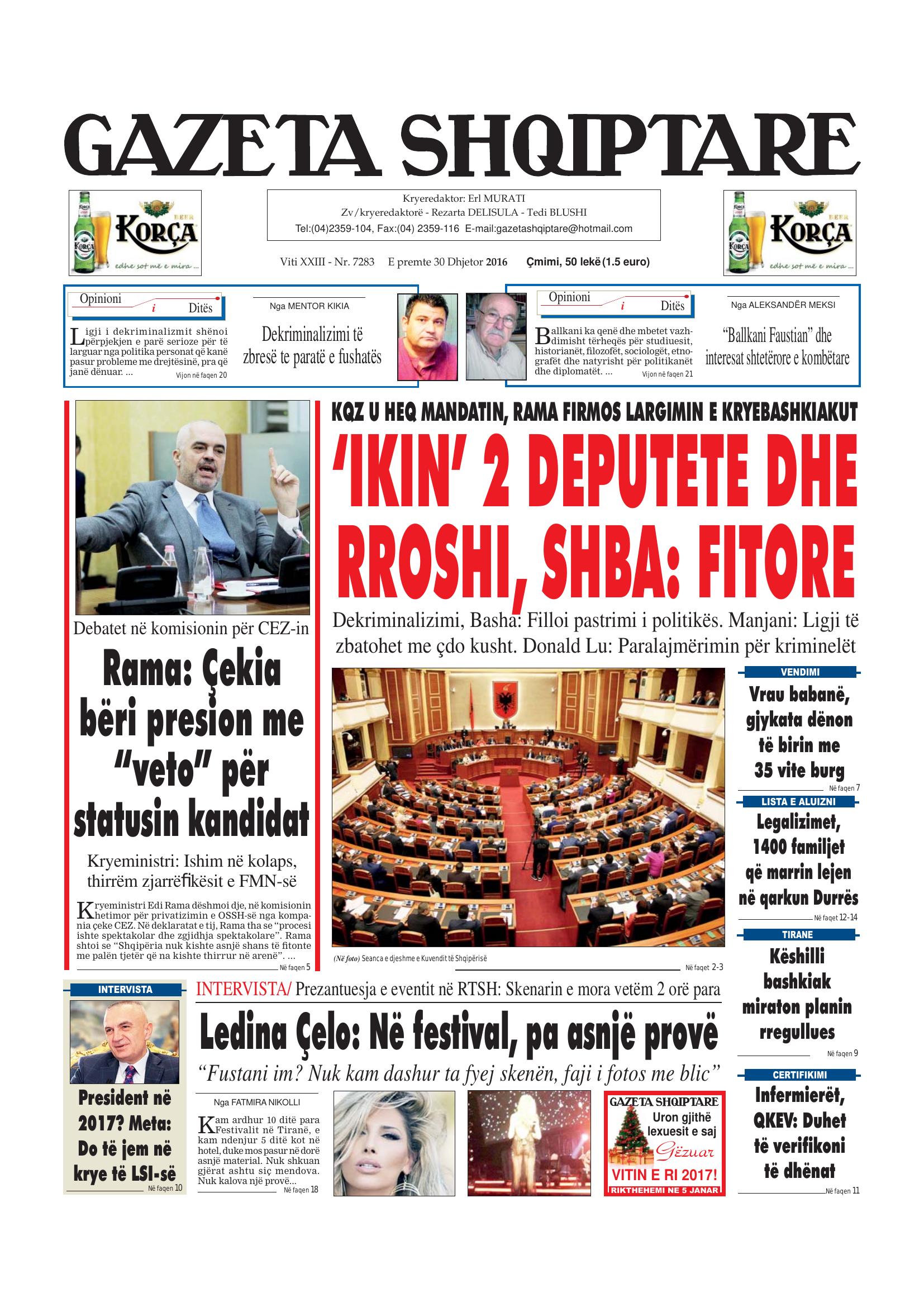 Gazeta Shqiptare 2016-12-30