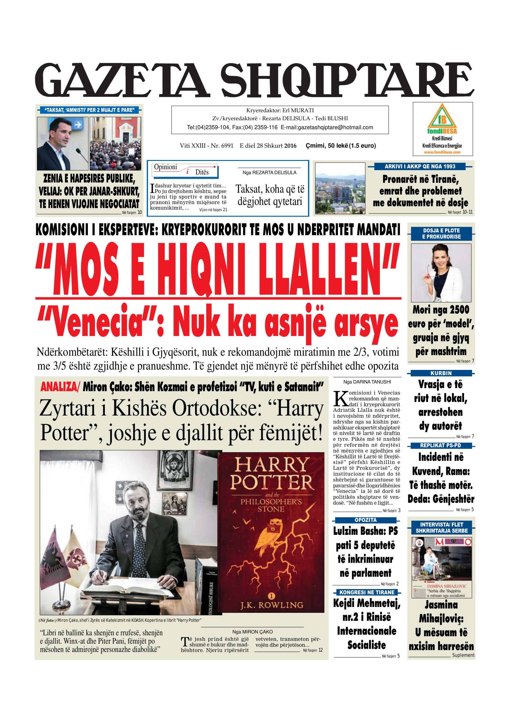 Gazeta Shqiptare 2016-02-28