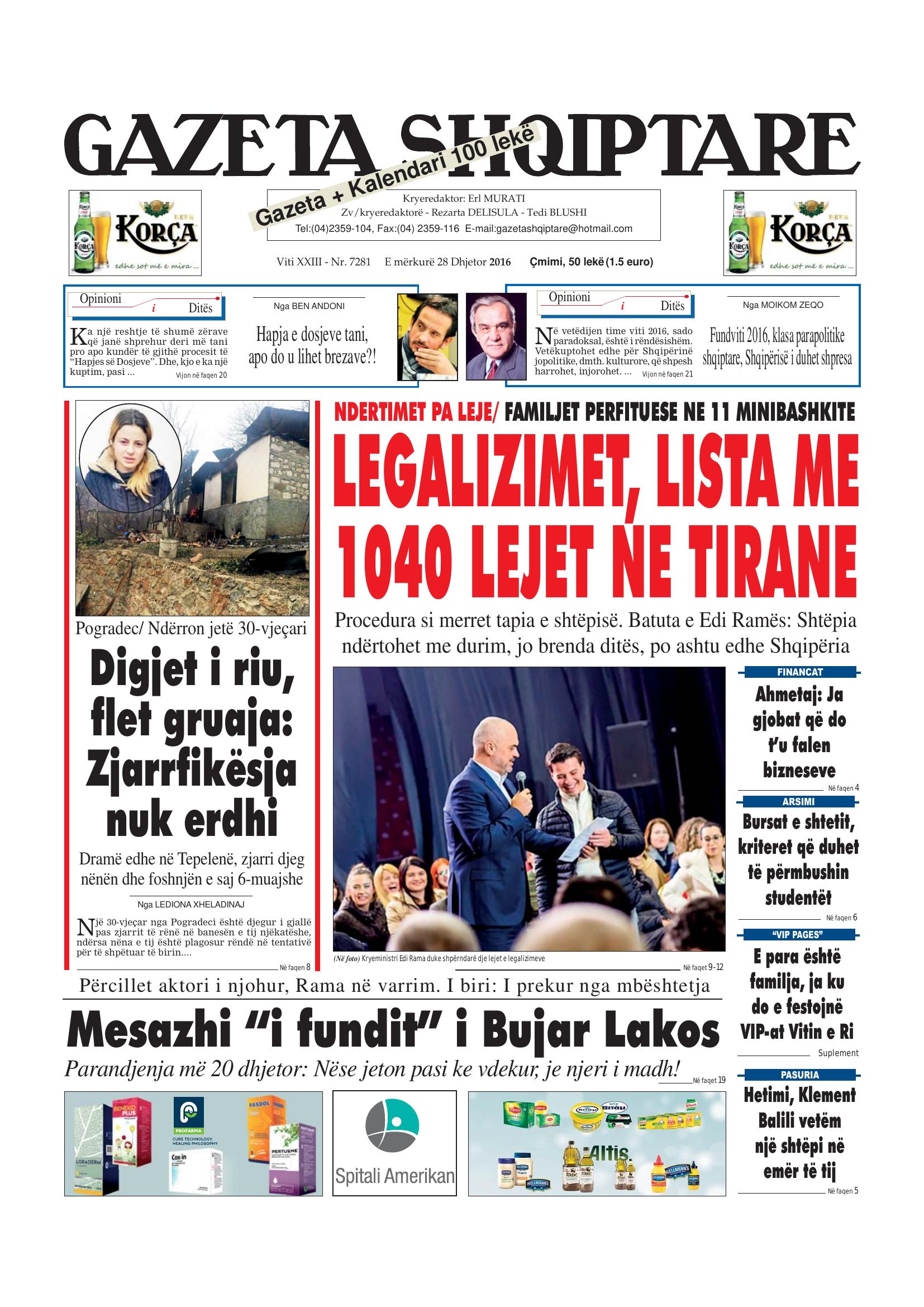 Gazeta Shqiptare 2016-12-28