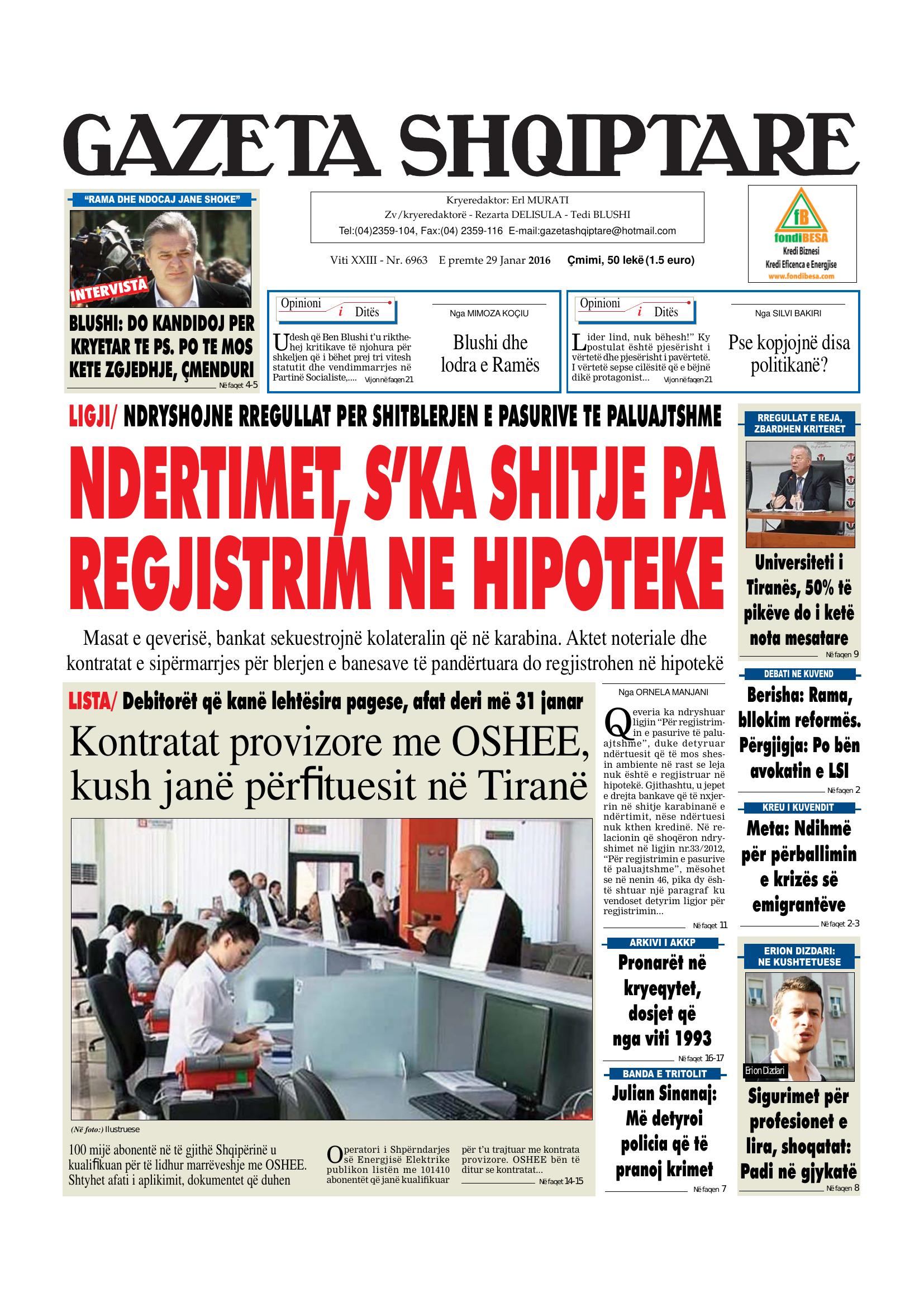 Gazeta Shqiptare 2016-01-29