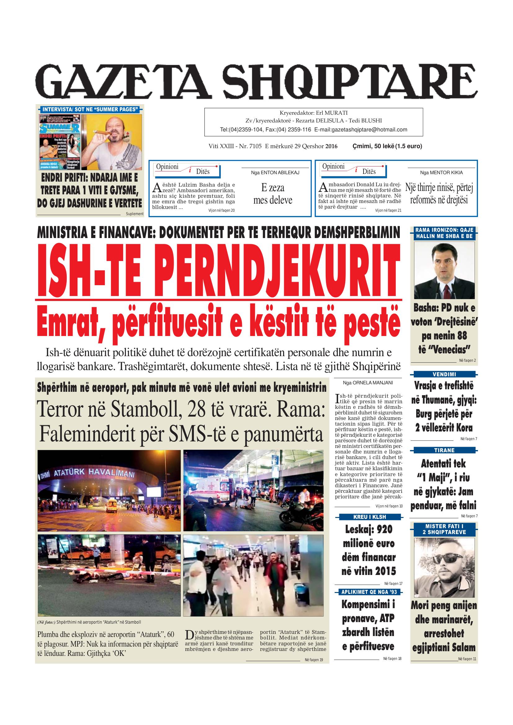 Gazeta Shqiptare 2016-06-29