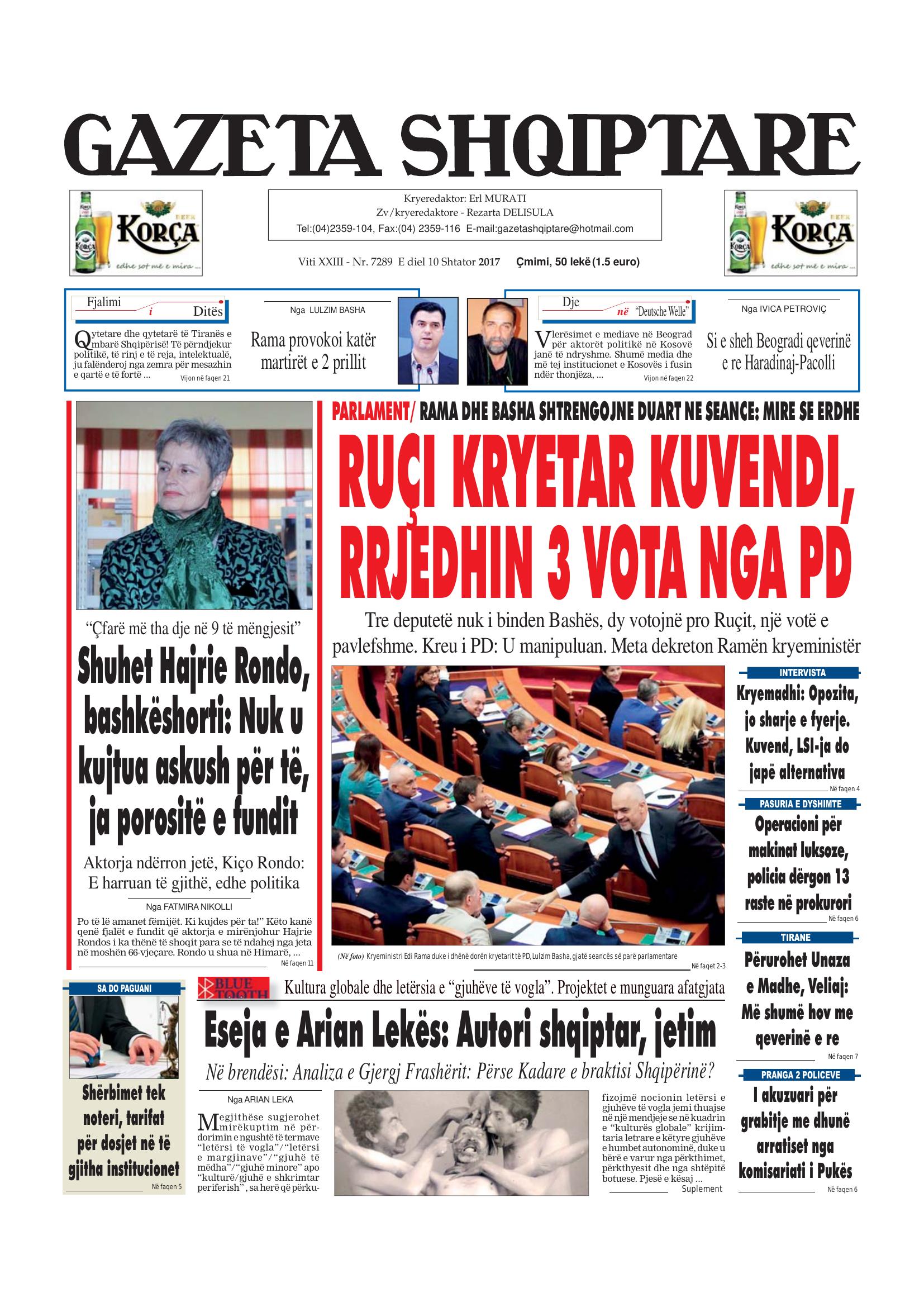 Gazeta Shqiptare 2017-09-10