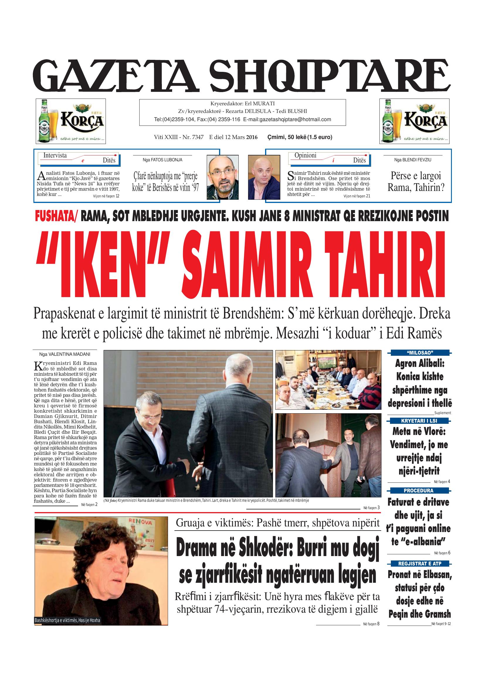 Gazeta Shqiptare 2016-03-12