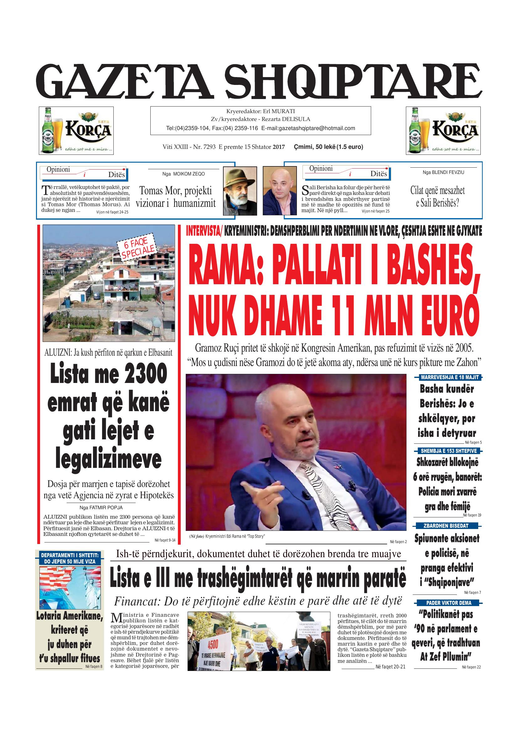 Gazeta Shqiptare 2017-09-15