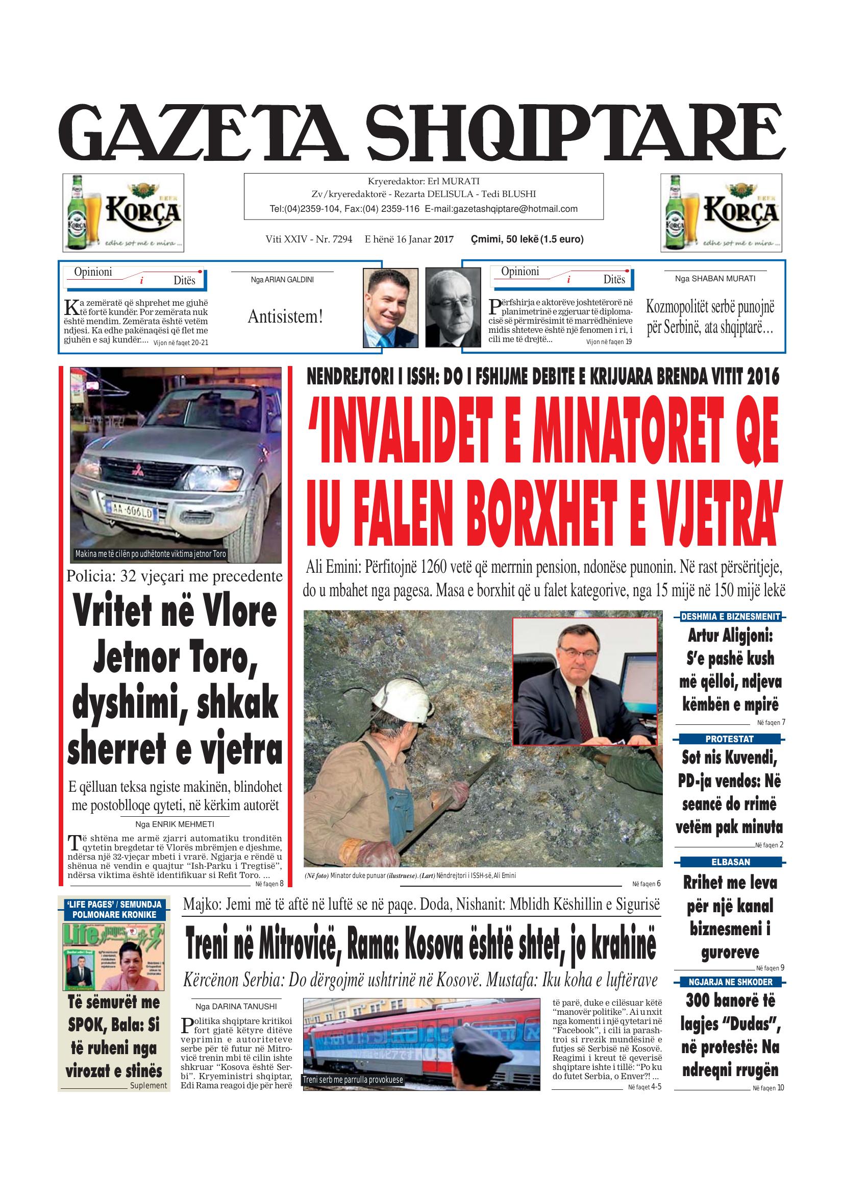 Gazeta Shqiptare 2017-01-16