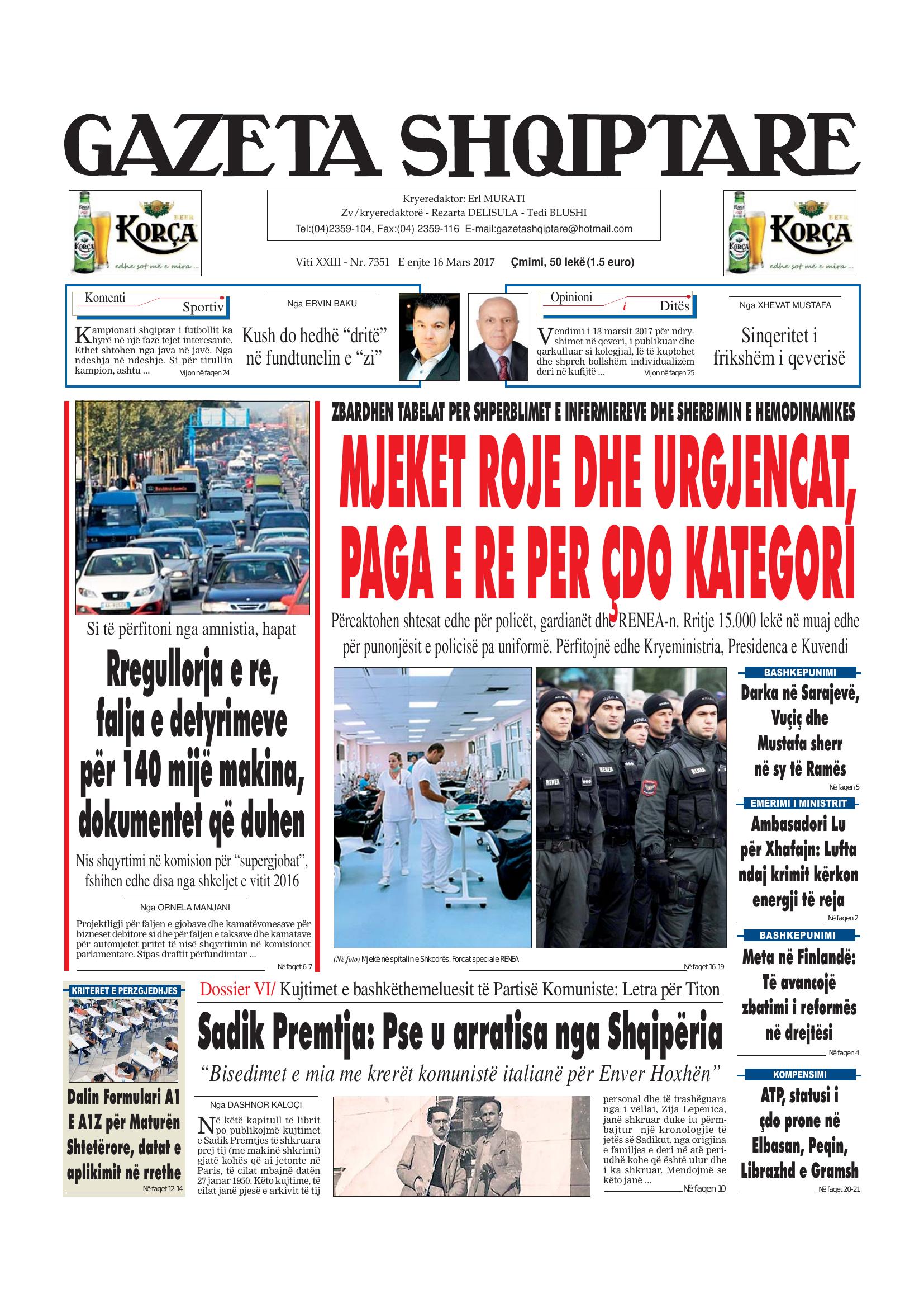 Gazeta Shqiptare 2017-03-16