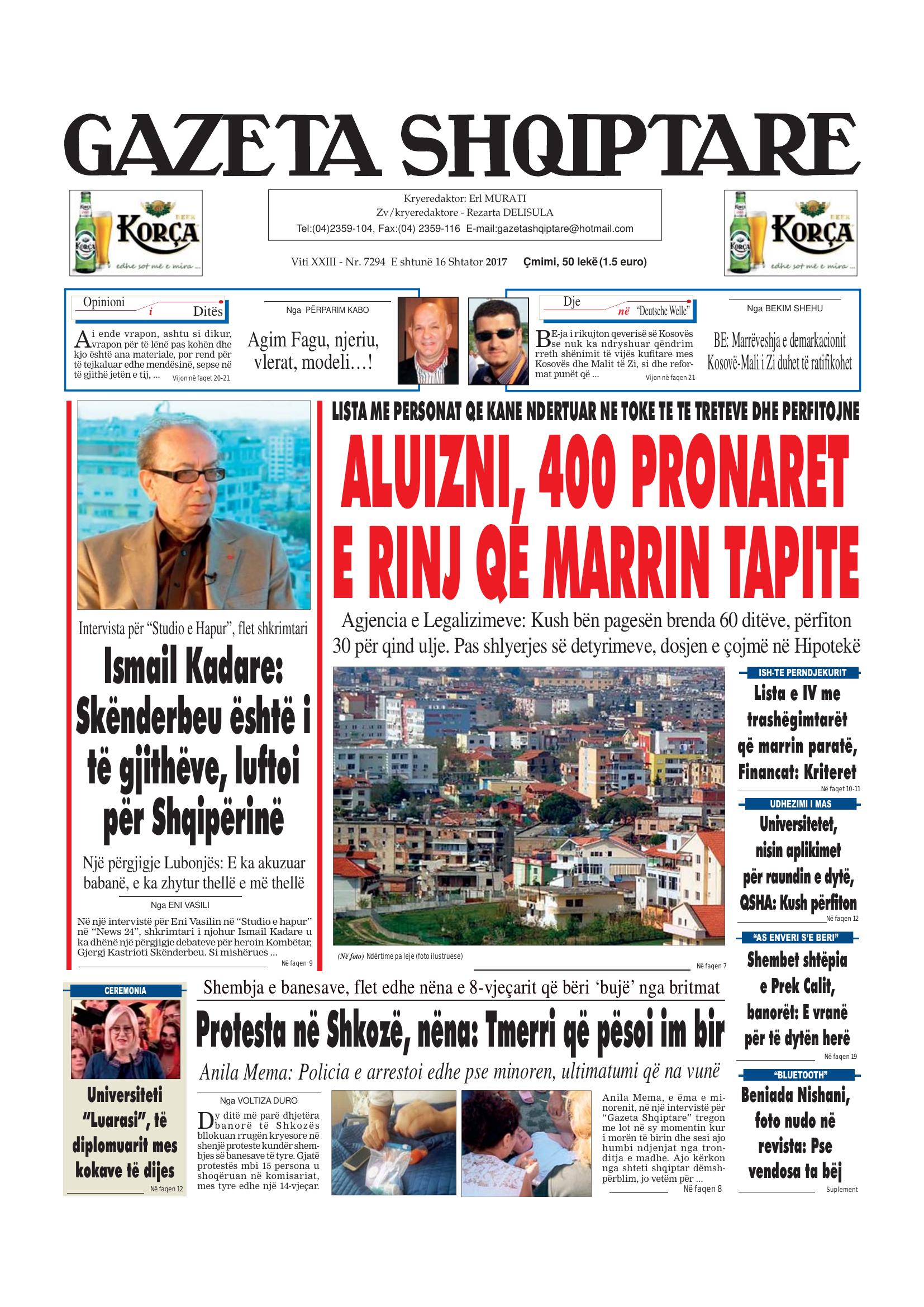 Gazeta Shqiptare 2017-09-16