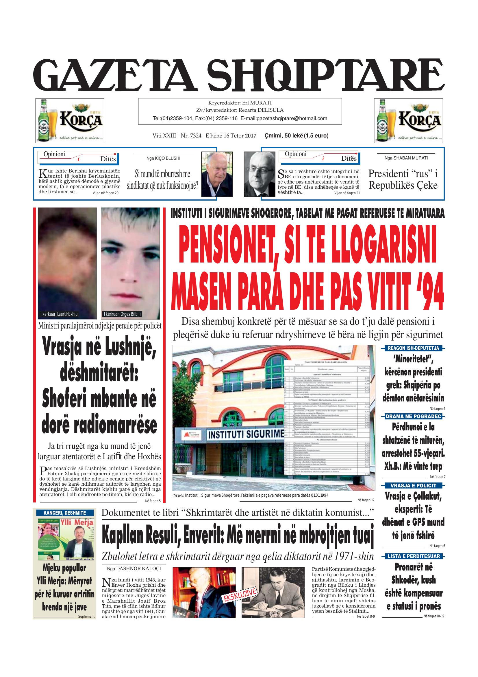 Gazeta Shqiptare 2017-10-16