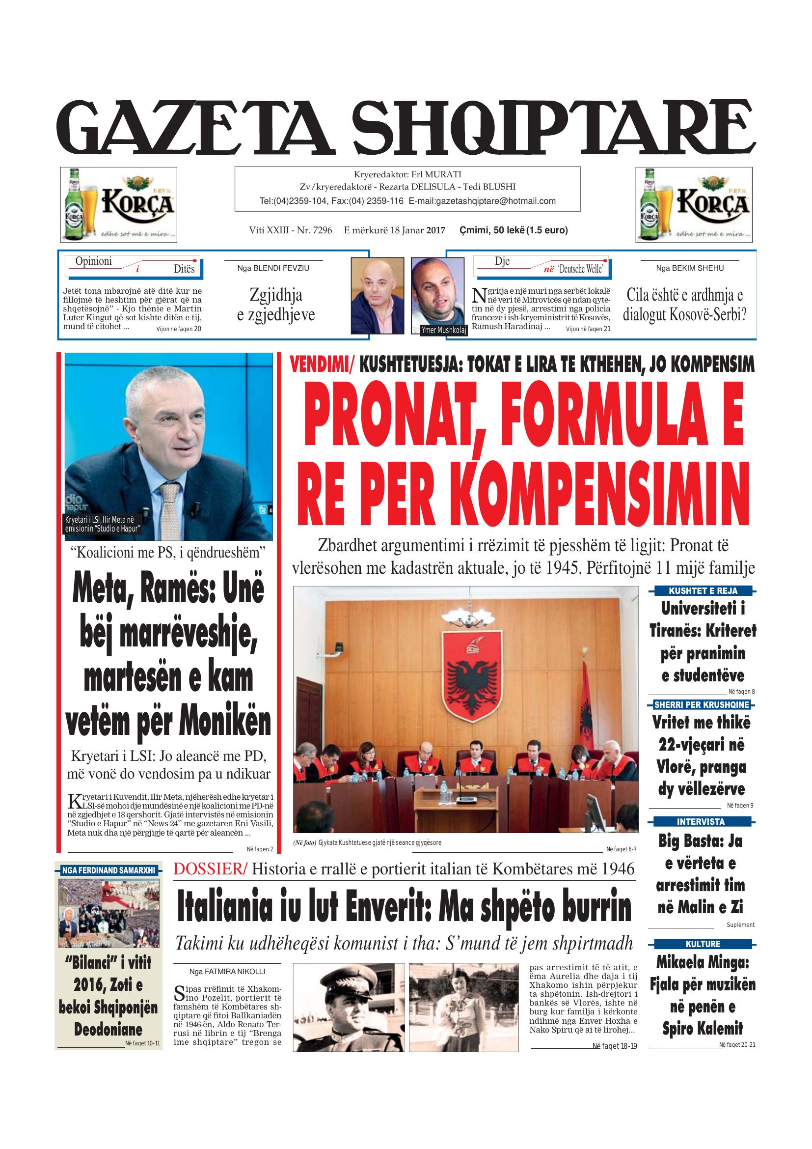 Gazeta Shqiptare 2017-01-18