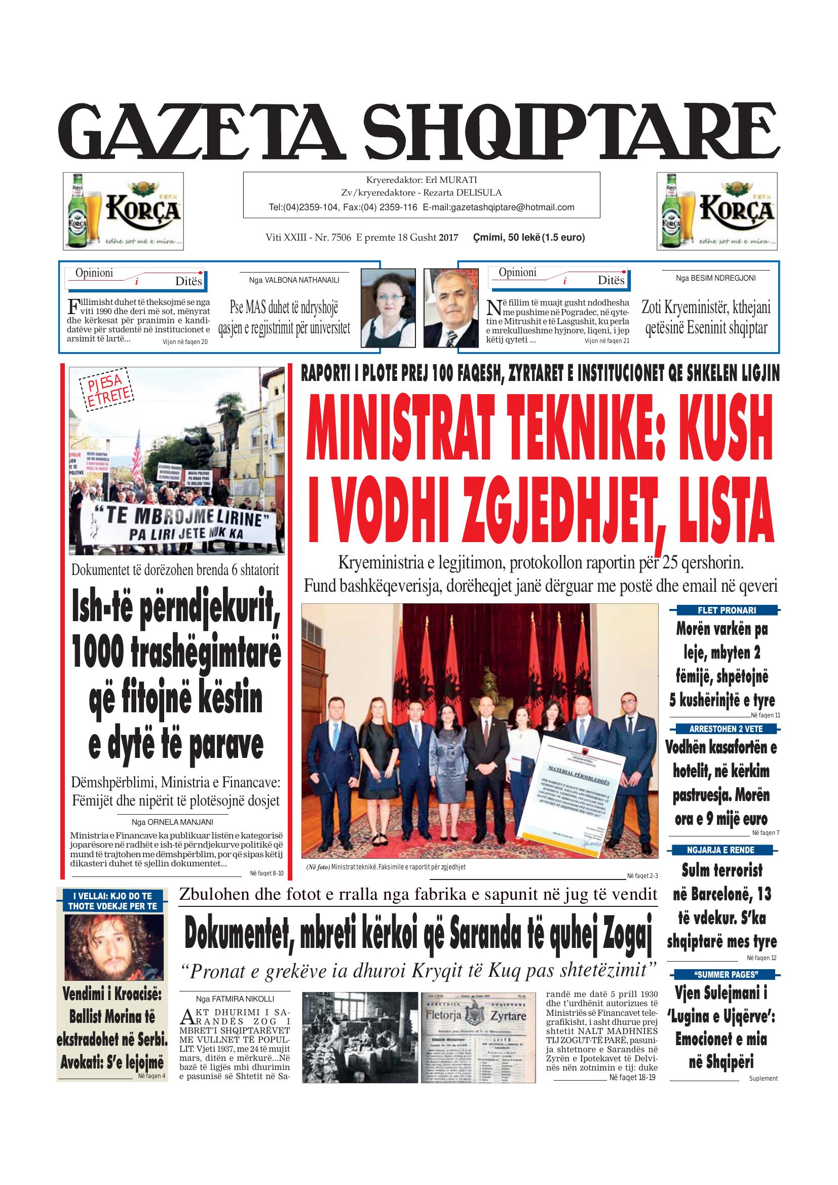 Gazeta Shqiptare 2017-08-18