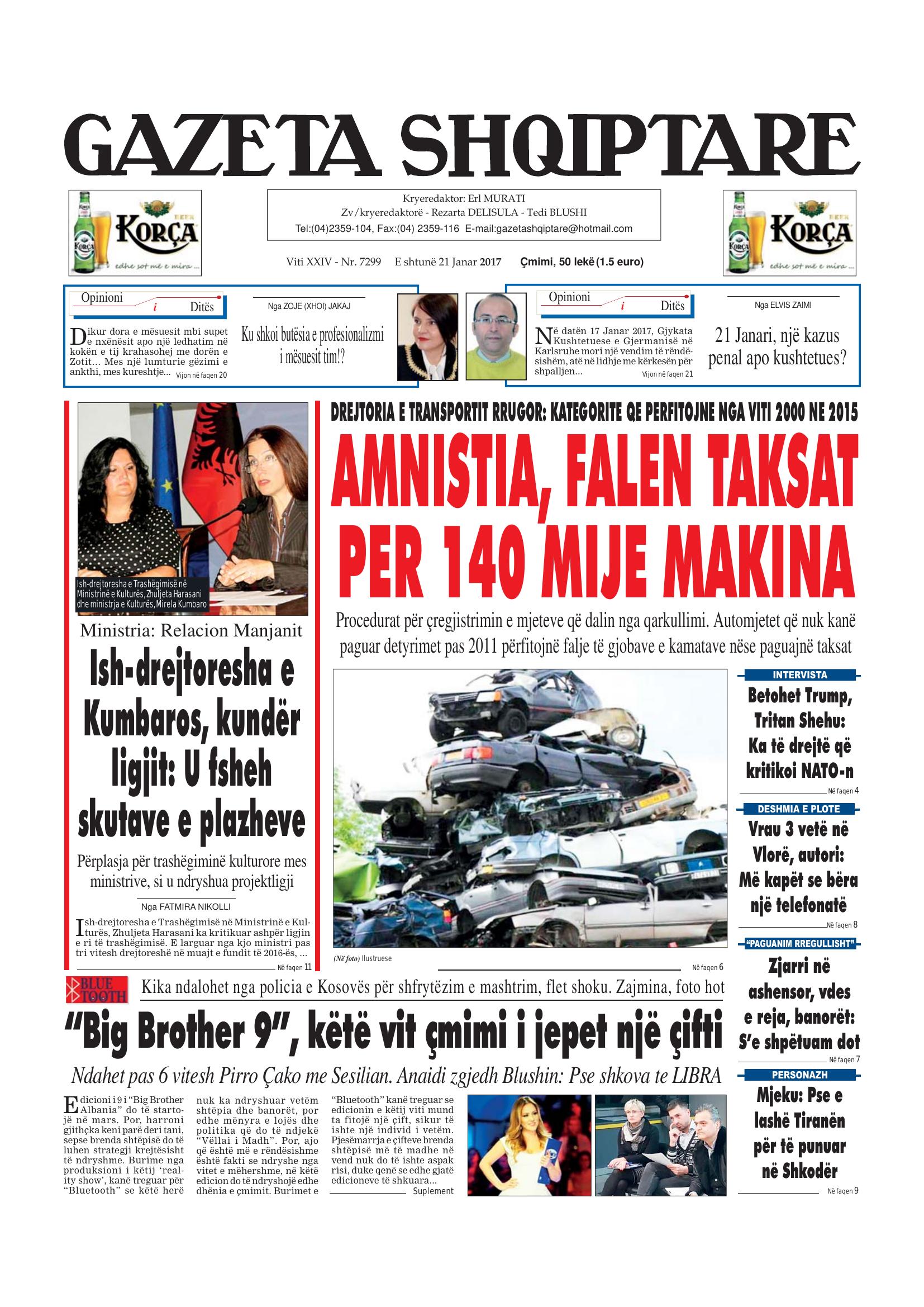 Gazeta Shqiptare 2017-01-21
