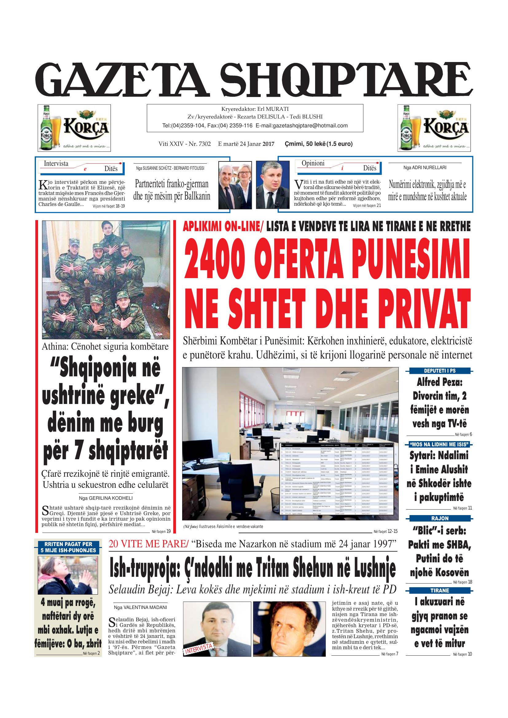 Gazeta Shqiptare 2017-01-24
