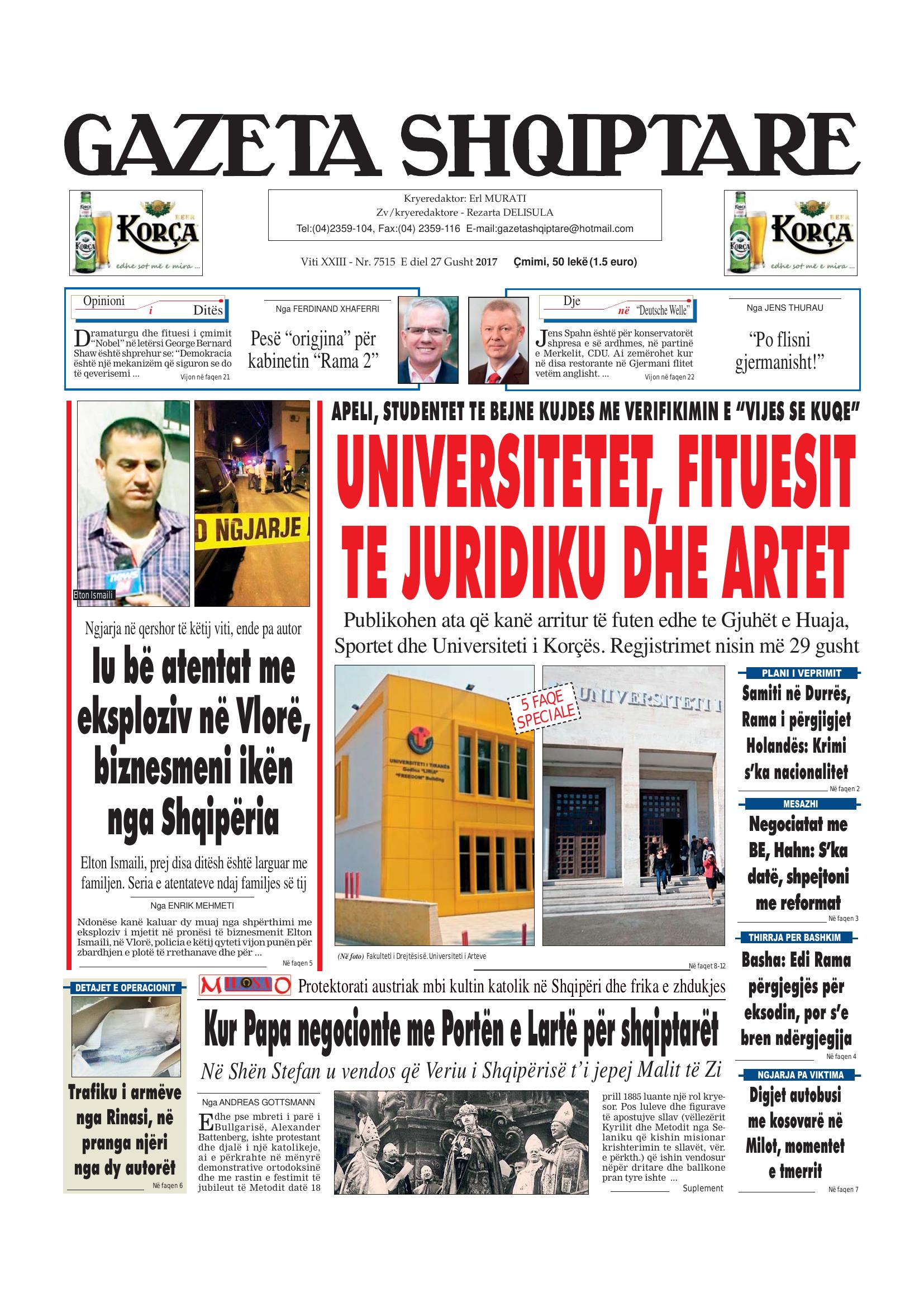 Gazeta Shqiptare 2017-08-27