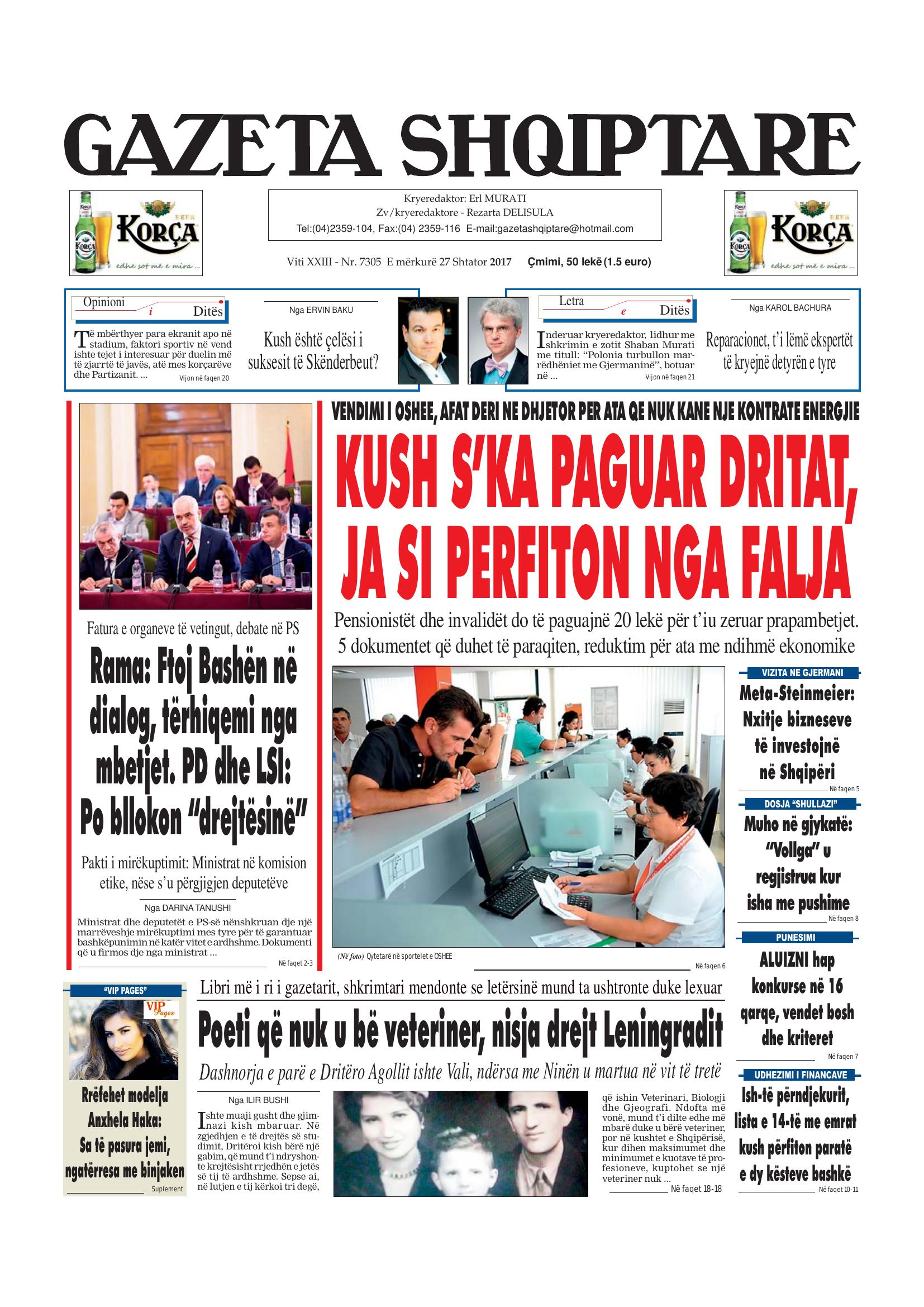 Gazeta Shqiptare 2017-09-27