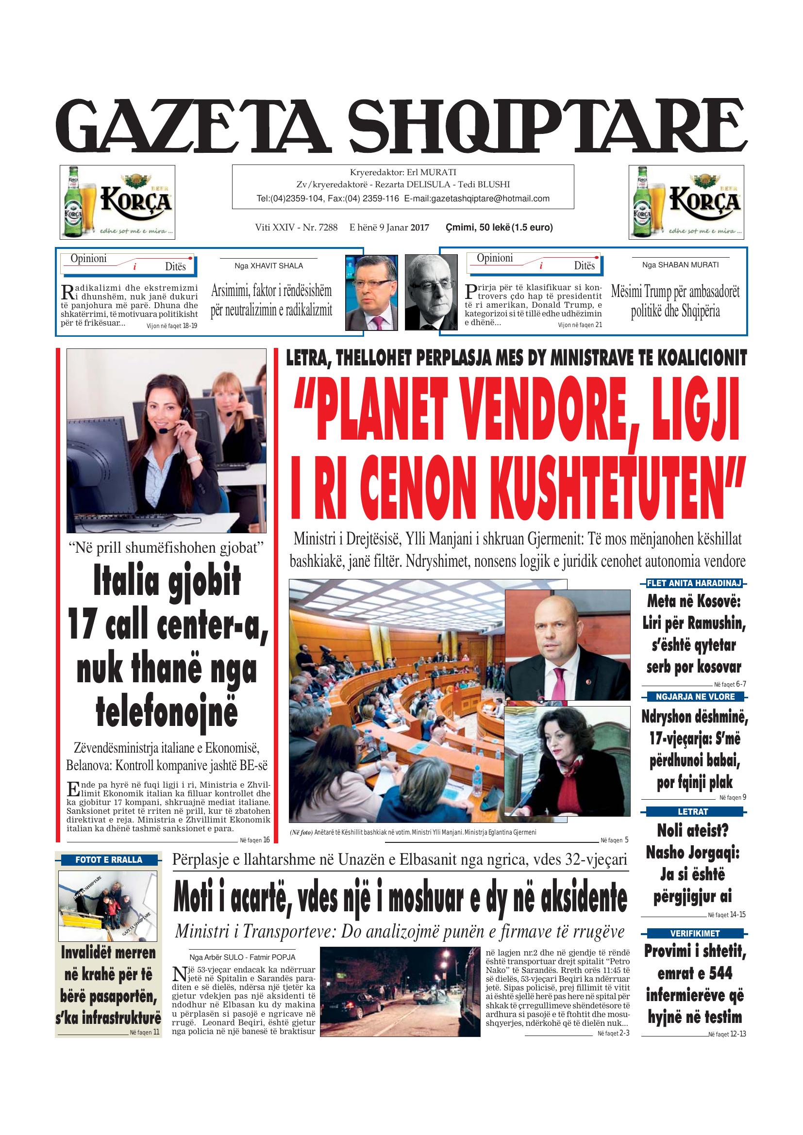Gazeta Shqiptare 2017-01-09