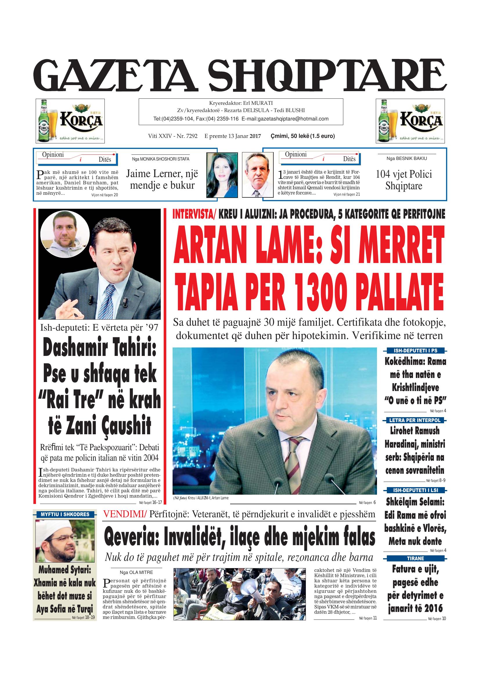 Gazeta Shqiptare 2017-01-13