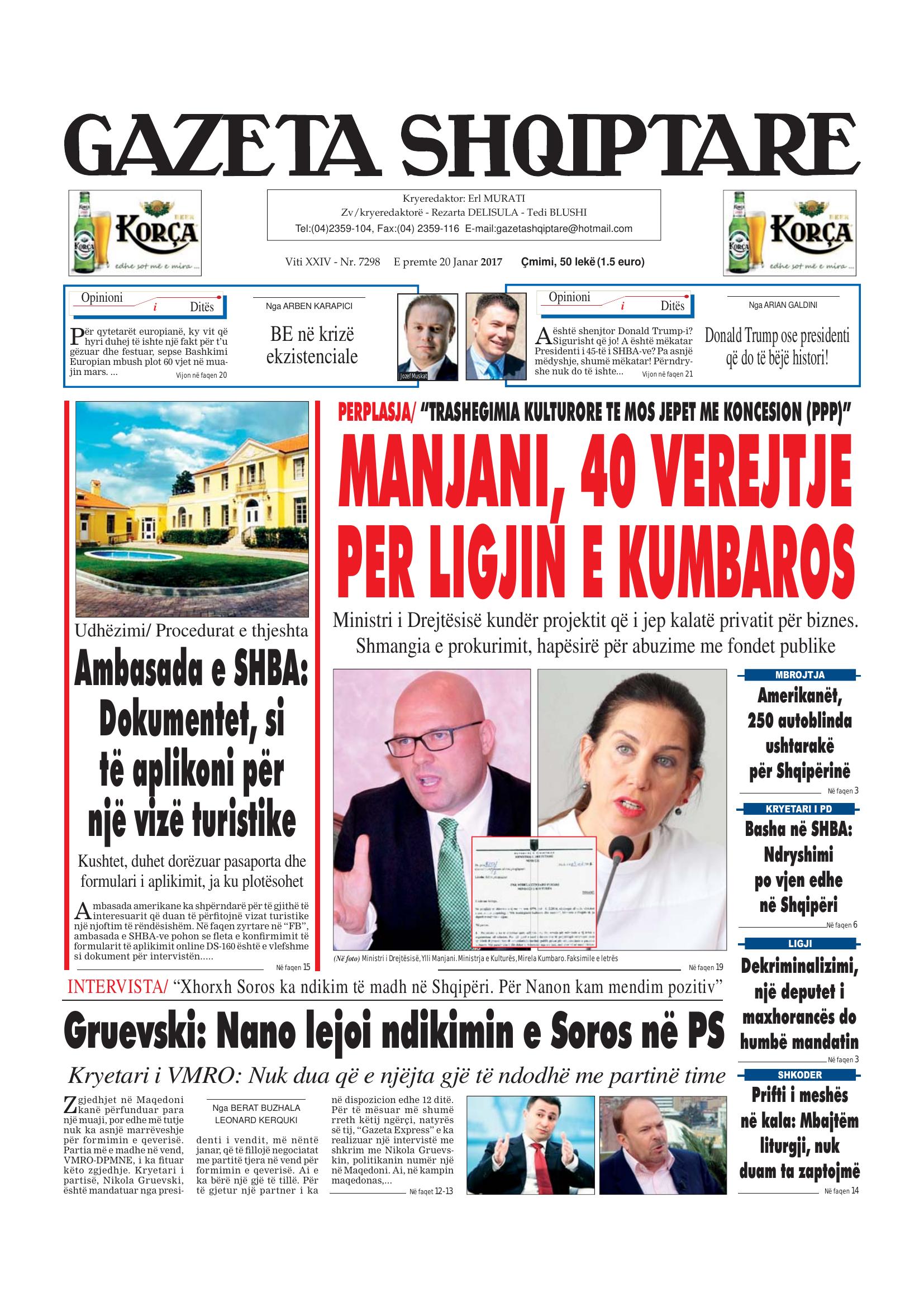 Gazeta Shqiptare 2017-01-20