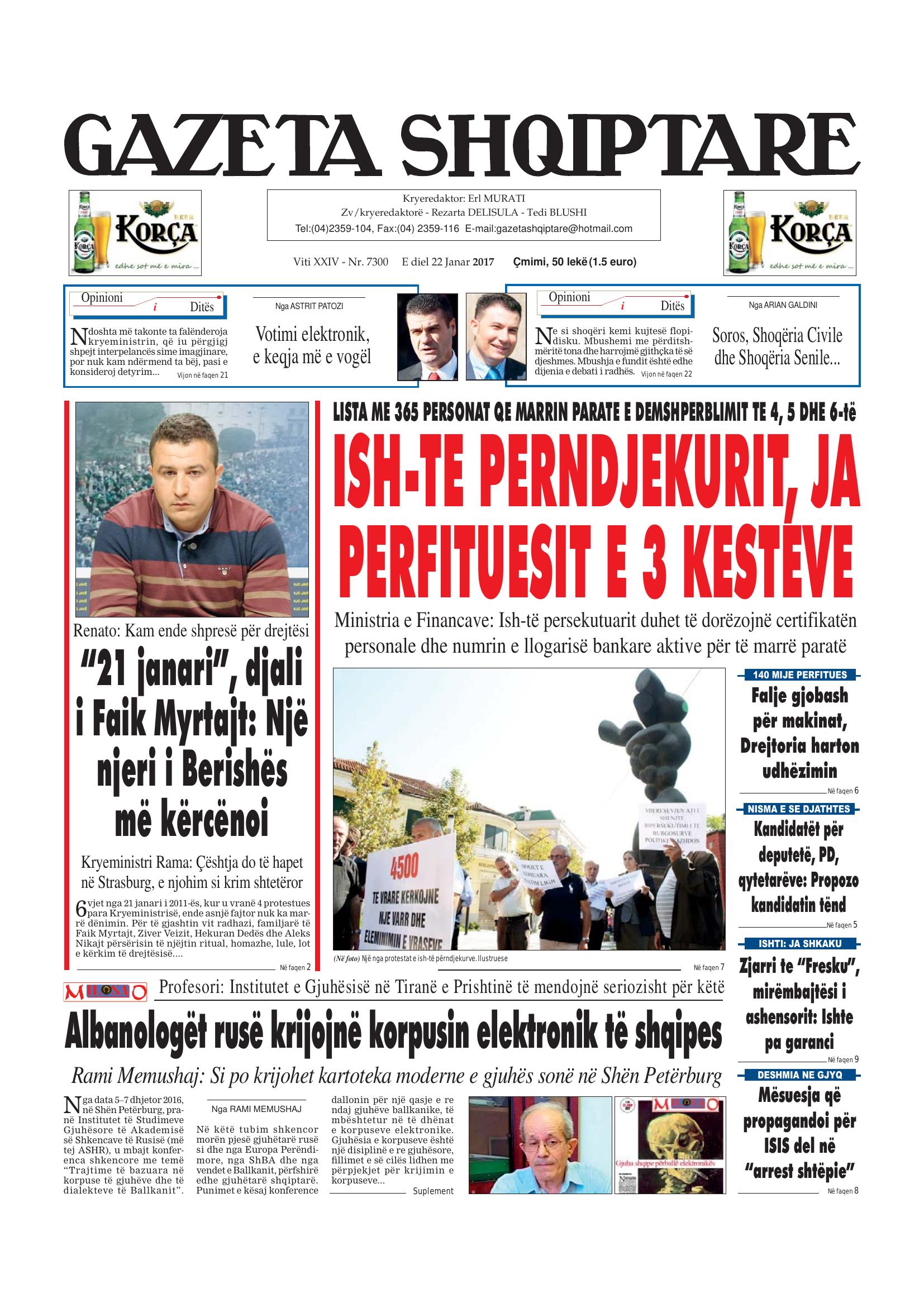 Gazeta Shqiptare 2017-01-22