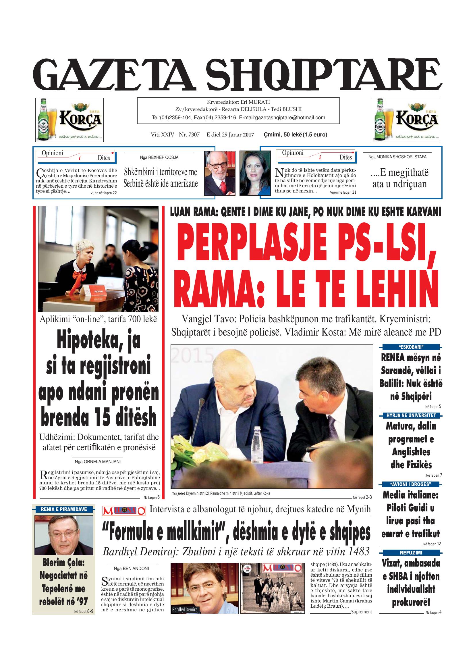 Gazeta Shqiptare 2017-01-29