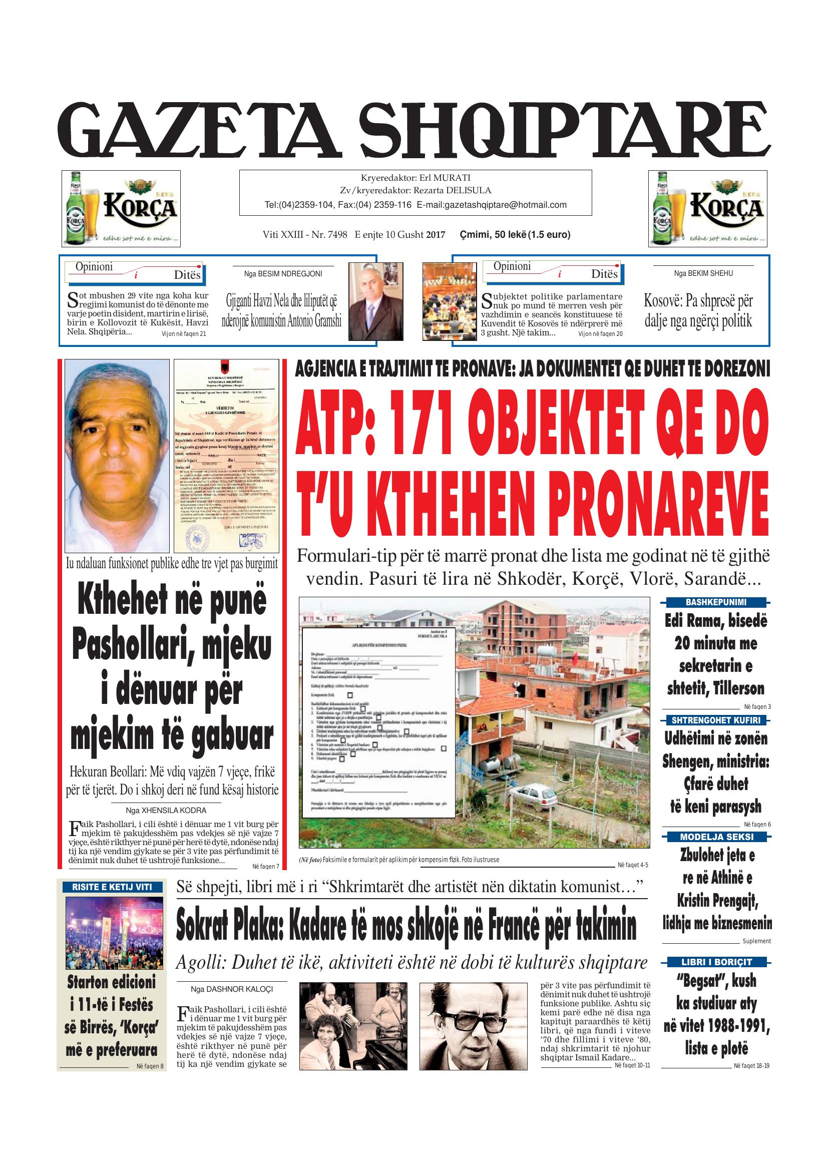 Gazeta Shqiptare 2017-08-10