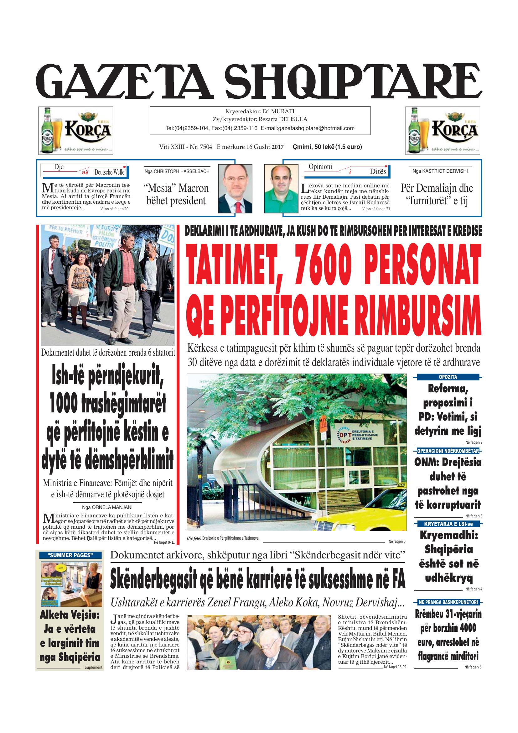 Gazeta Shqiptare 2017-08-16